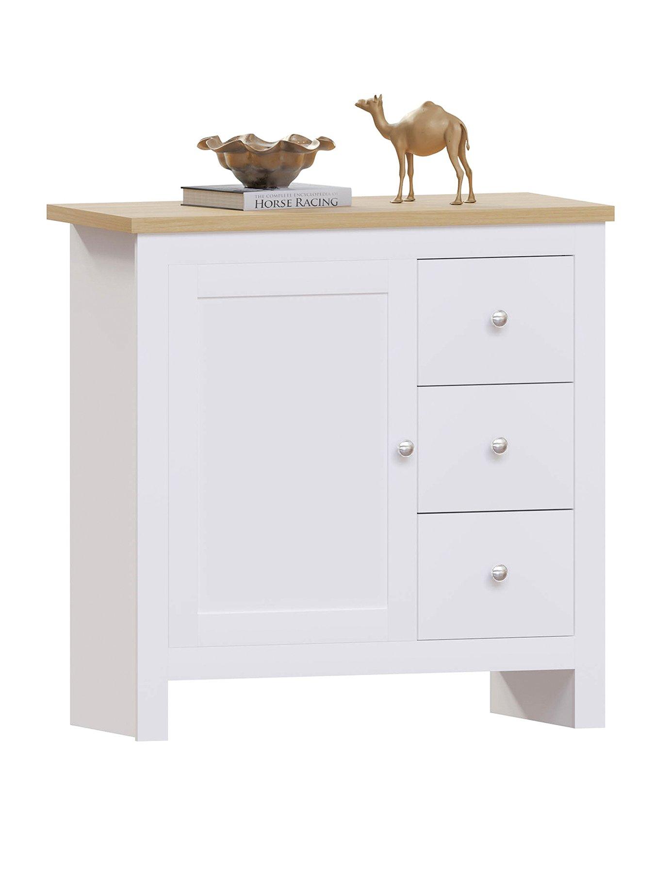  image of vida-designs-arlington-3-drawer-1-door-sideboard-white