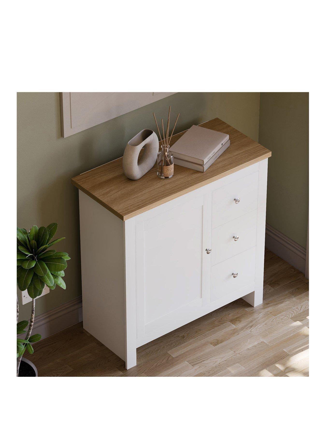  image of vida-designs-arlington-3-drawer-1-door-sideboard-white
