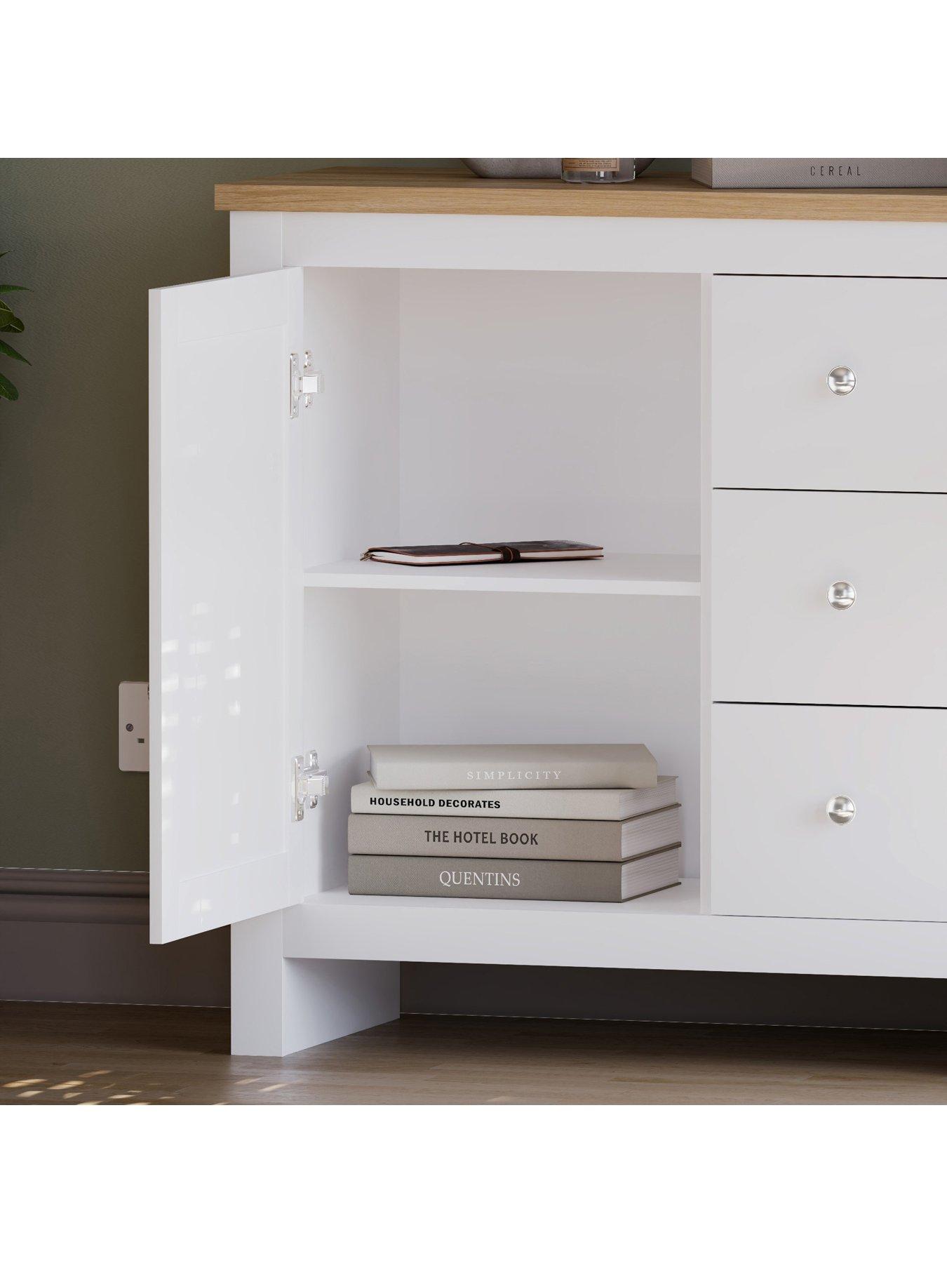  image of vida-designs-arlington-3-drawer-1-door-sideboard-white