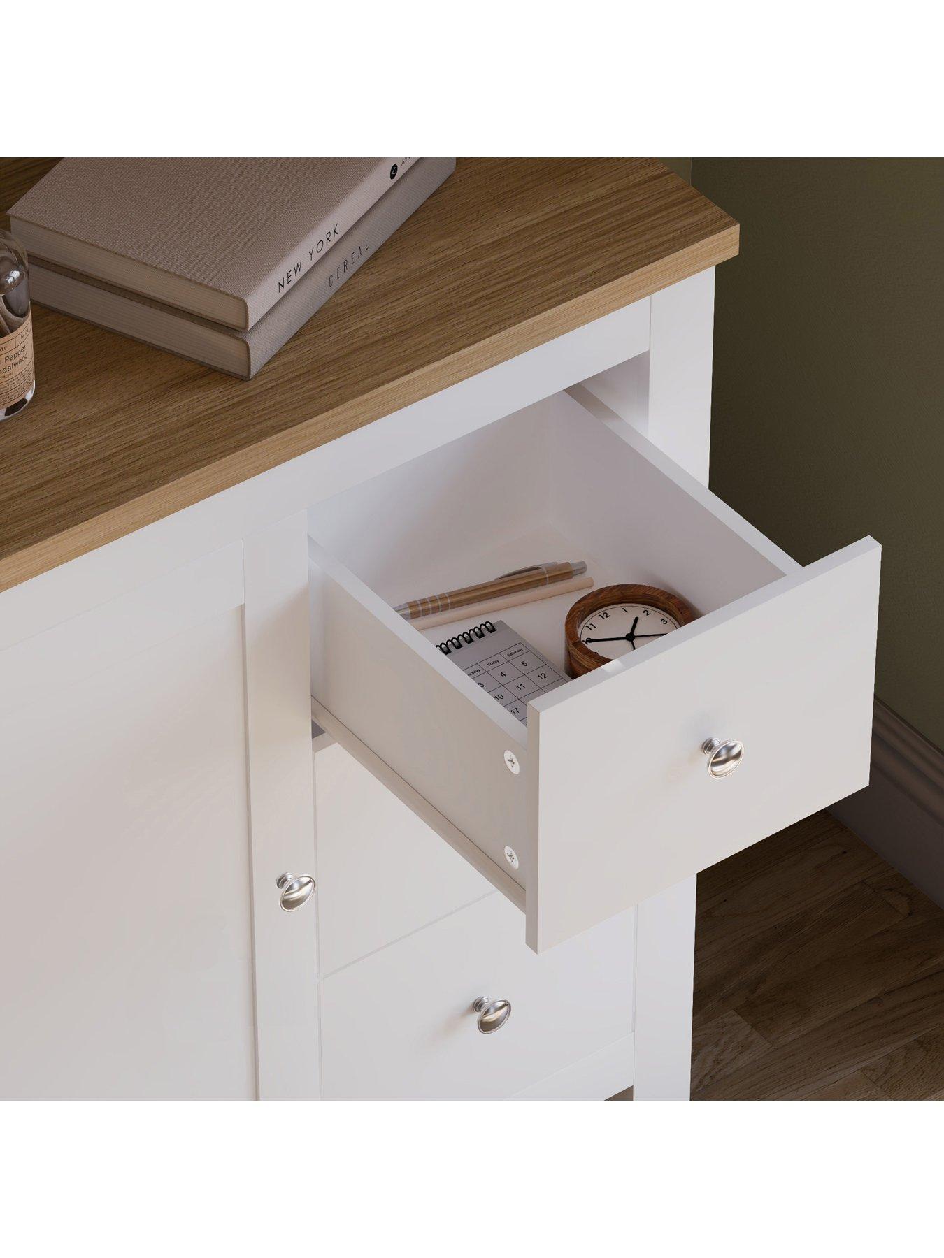  image of vida-designs-arlington-3-drawer-1-door-sideboard-white