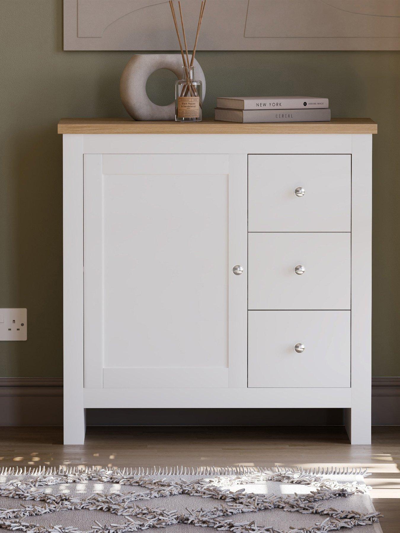  image of vida-designs-arlington-3-drawer-1-door-sideboard-white