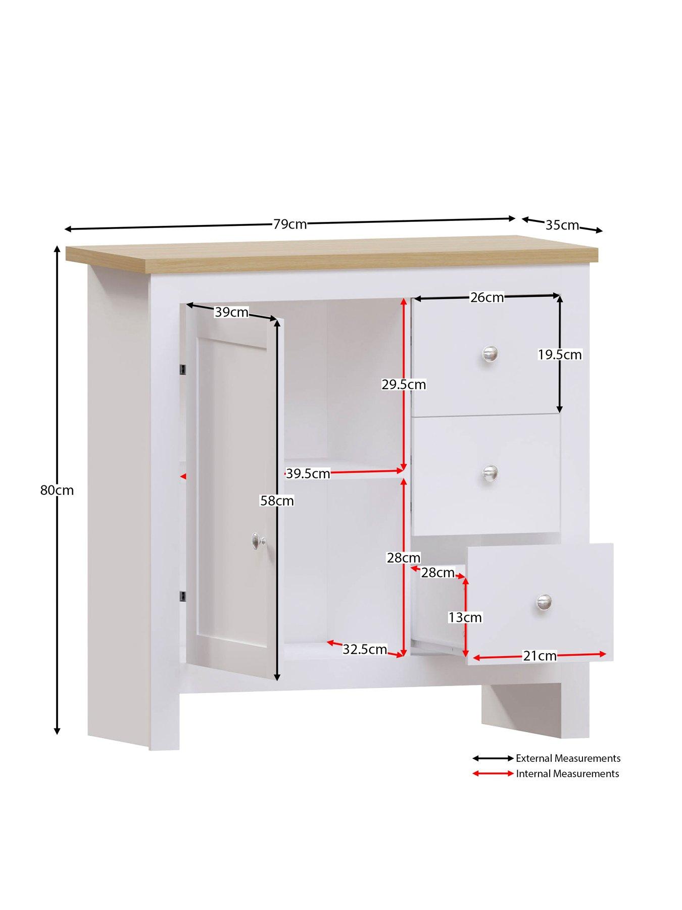 Image 7 of 7 of Vida Designs Arlington 3 Drawer, 1 Door Sideboard - White