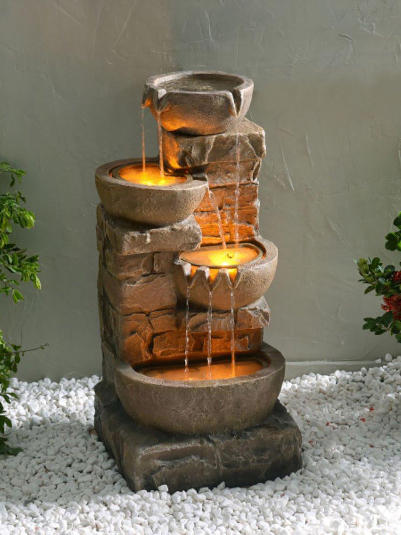Teamson Home 33" 4 Tier Cascading Bowl Stone Fountain