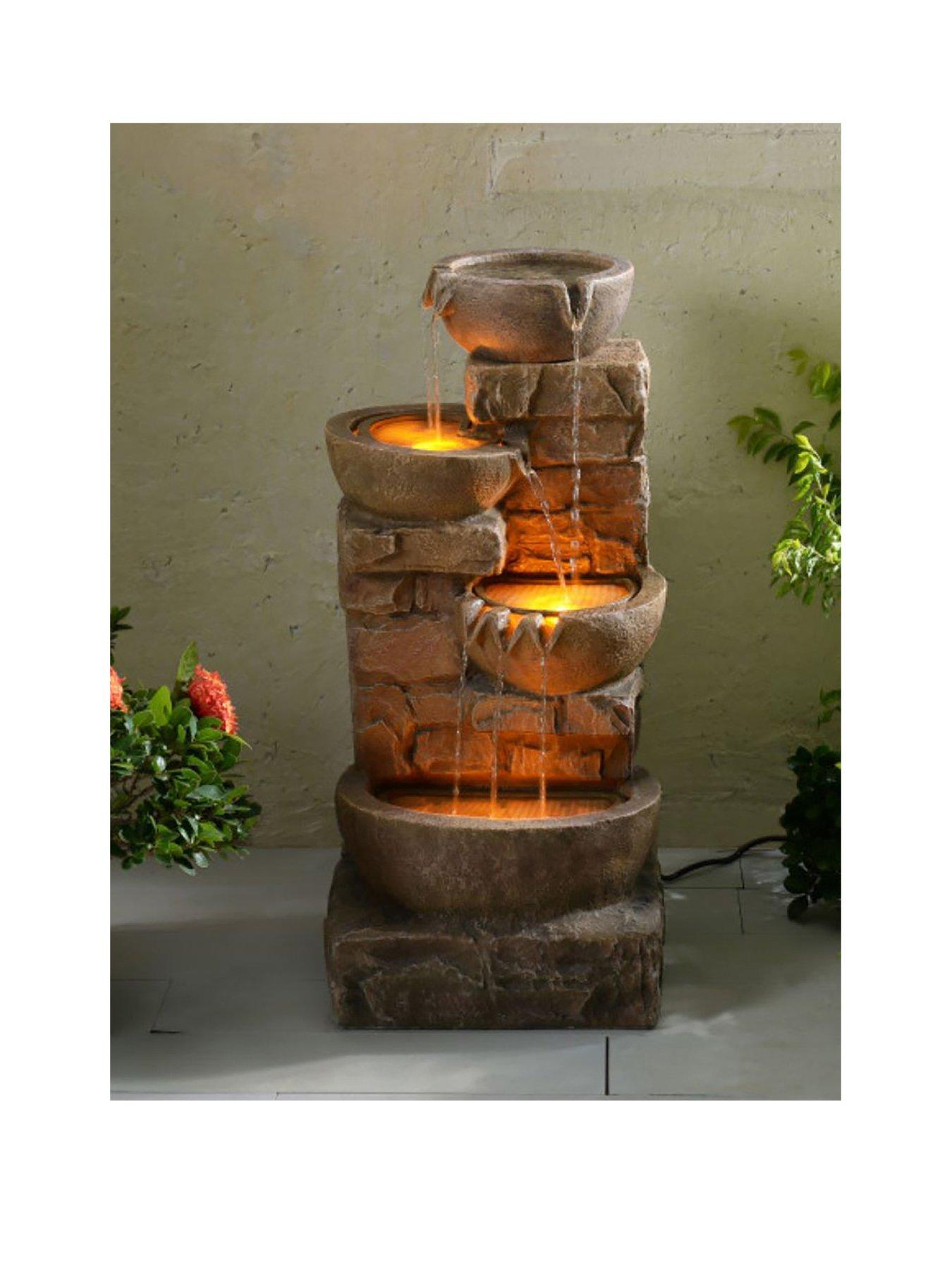 Image 2 of 7 of Teamson Home 33" 4 Tier Cascading Bowl Stone Fountain