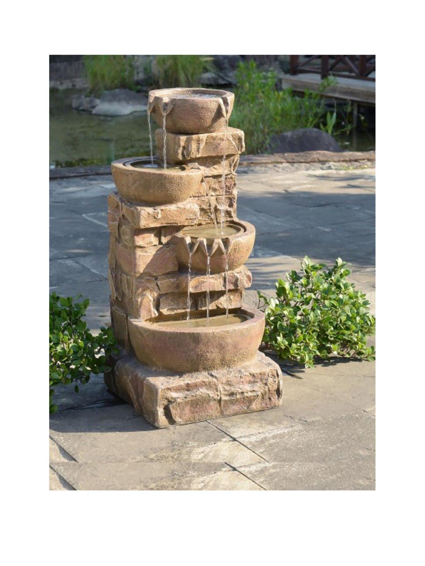 Image 3 of 7 of Teamson Home 33" 4 Tier Cascading Bowl Stone Fountain