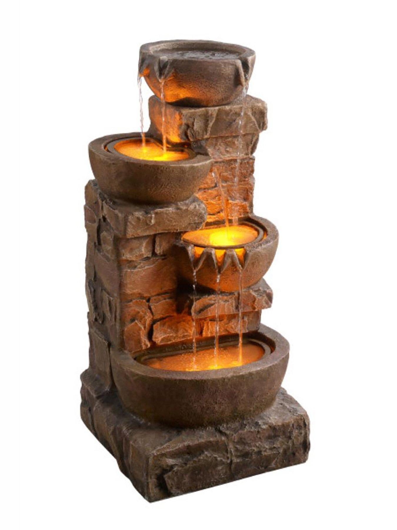 Image 4 of 7 of Teamson Home 33" 4 Tier Cascading Bowl Stone Fountain