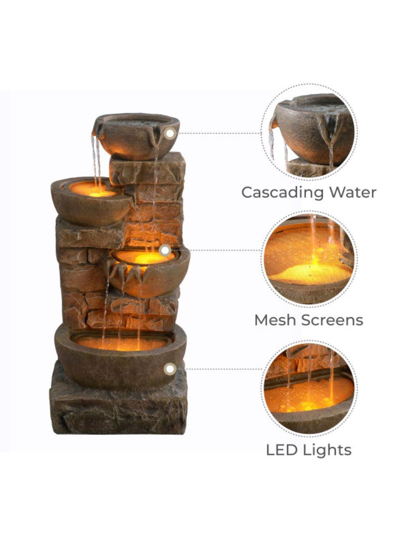 Image 5 of 7 of Teamson Home 33" 4 Tier Cascading Bowl Stone Fountain