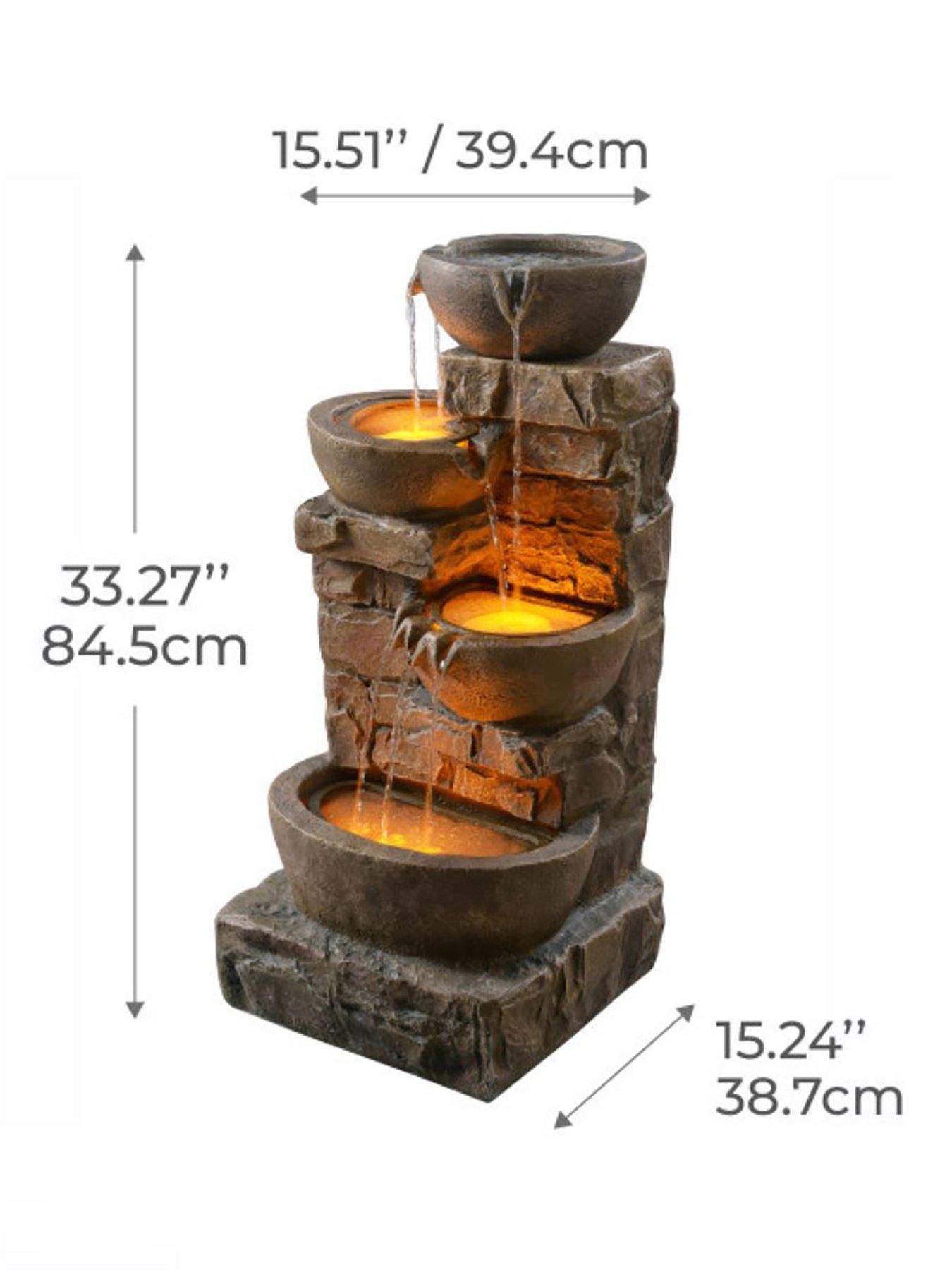 Image 6 of 7 of Teamson Home 33" 4 Tier Cascading Bowl Stone Fountain