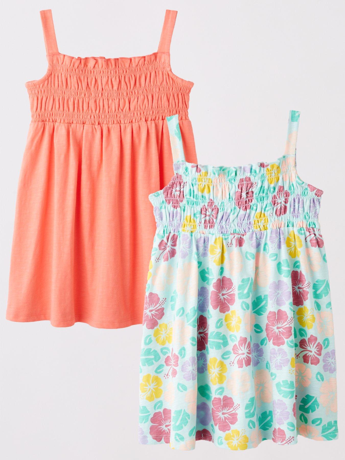 front image of mini-v-by-very-girls-2-pack-shirred-dresses-multi