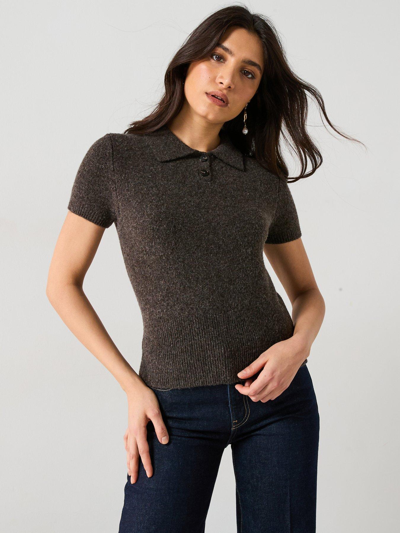 mango-knit-polo-shirt-brown