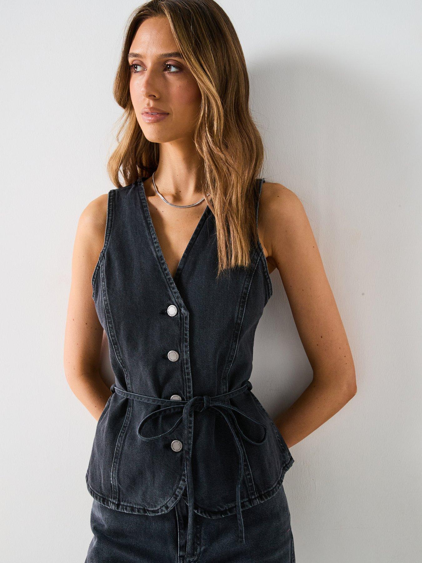 Mango Grey Denim Waistcoat Black Littlewoods