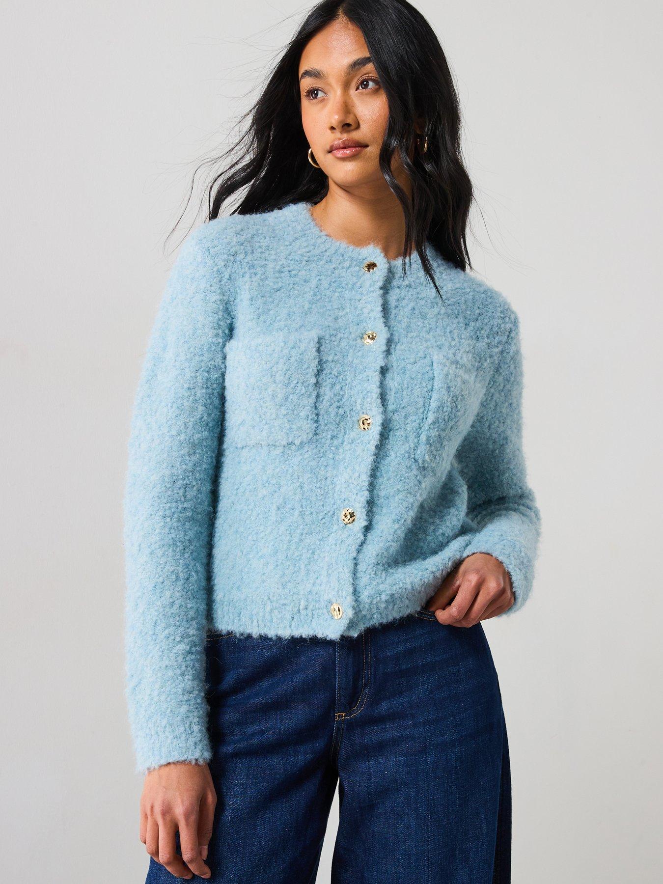 undefined Soft Textured Cardigan - Light Blue
