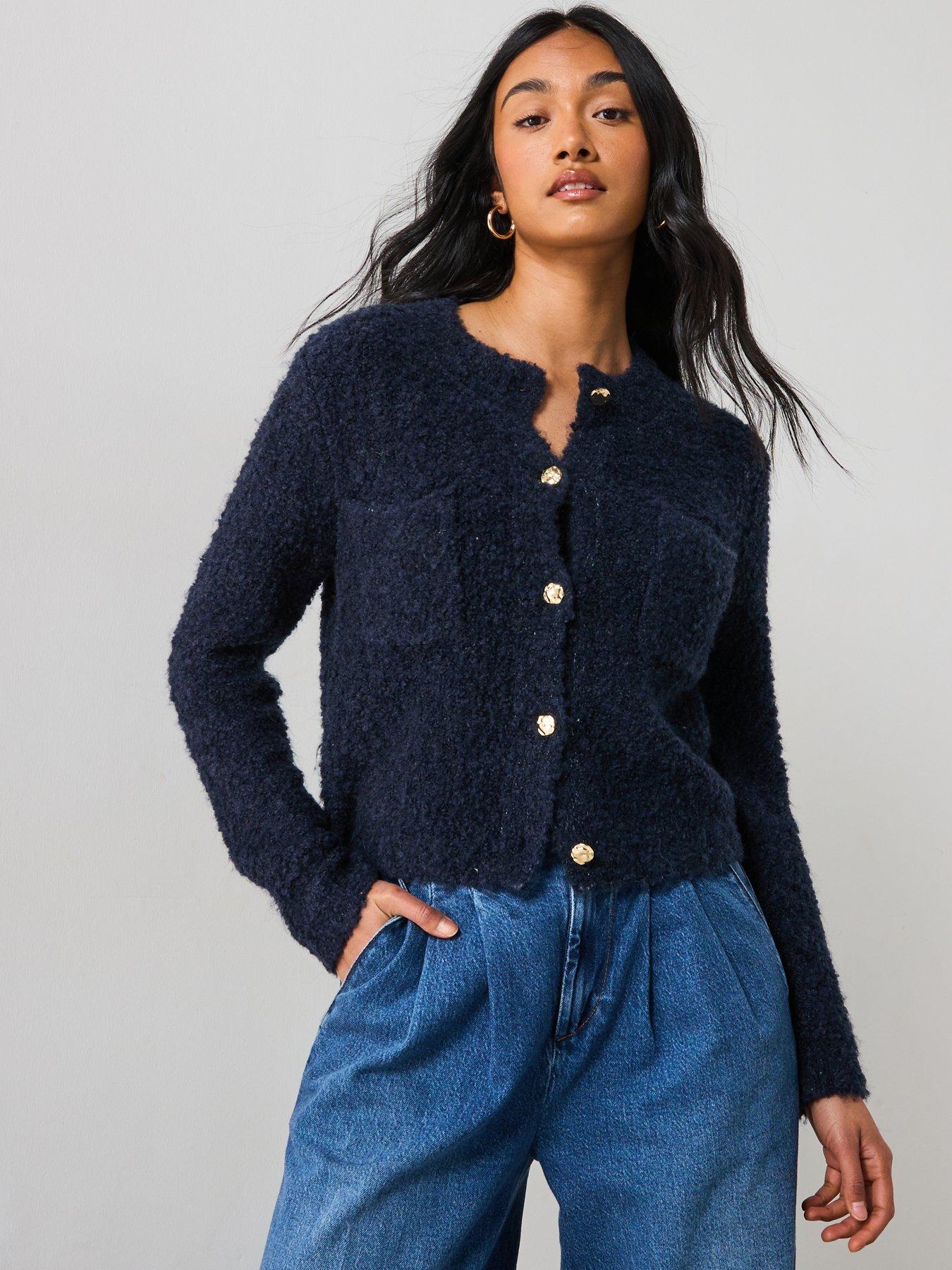 undefined Soft Textured Cardigan - Navy