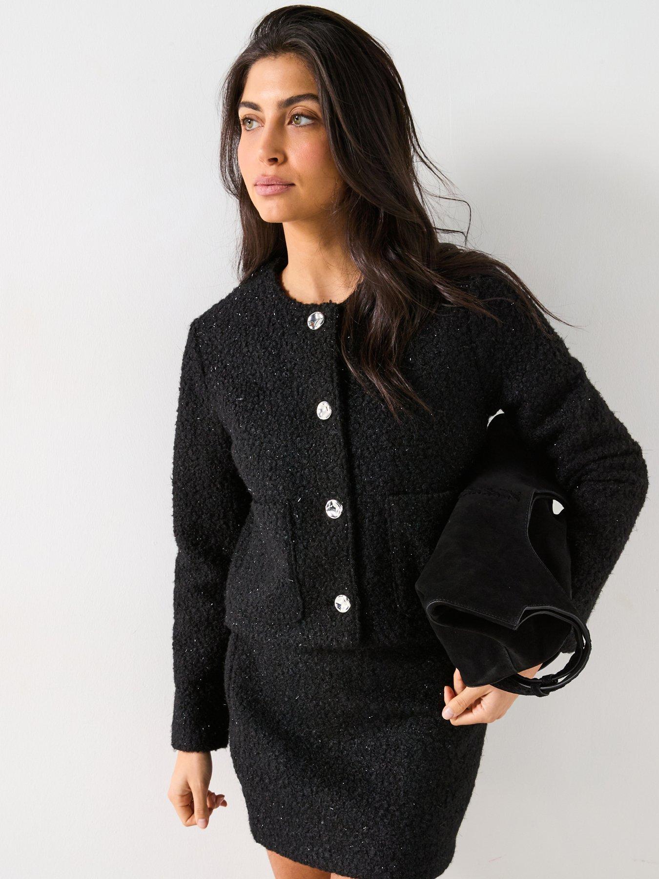 undefined Boucle Jacket Co-Ord- Black