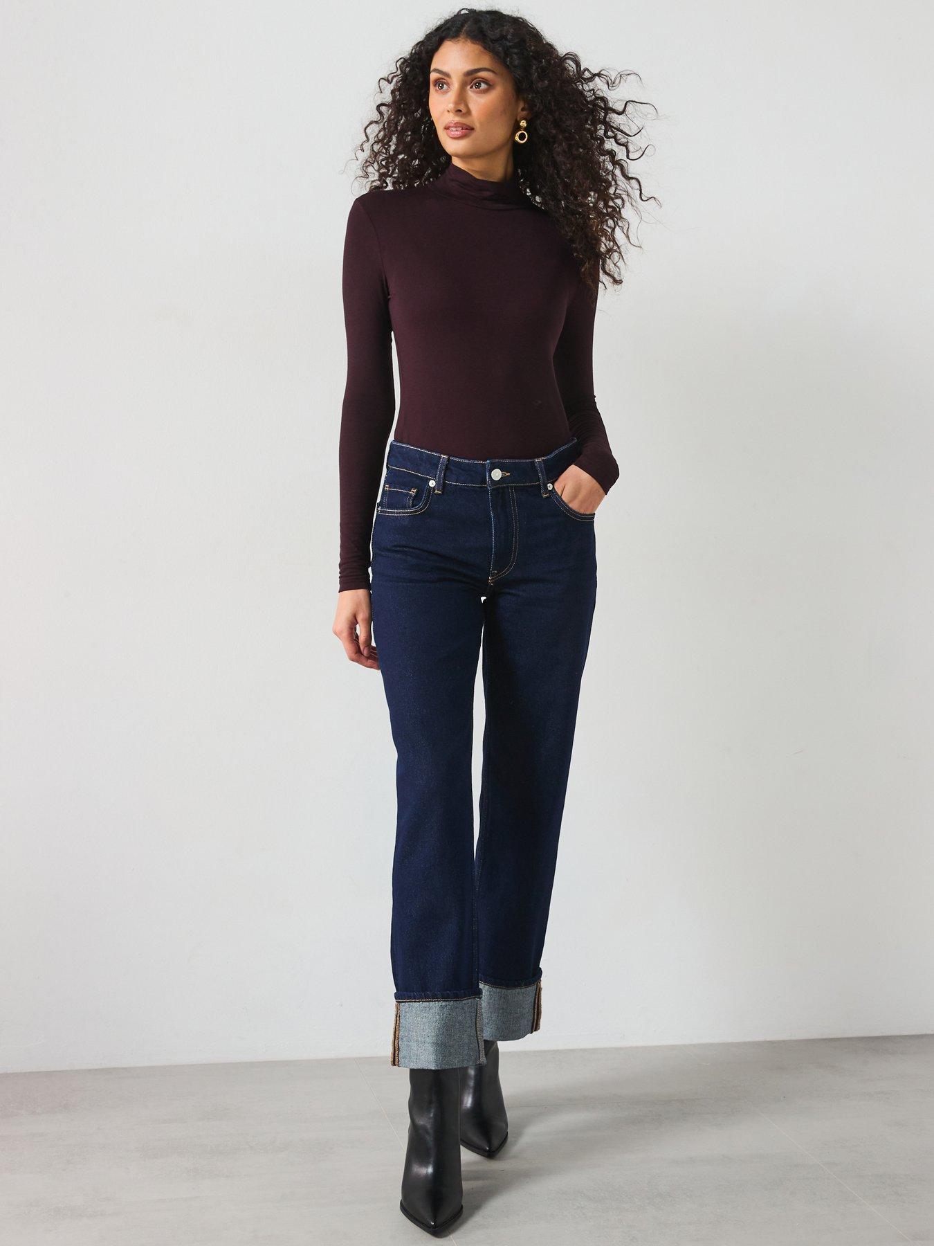 Image 6 of 6 of Mango Turn Up Hem Jean - Dark Blue