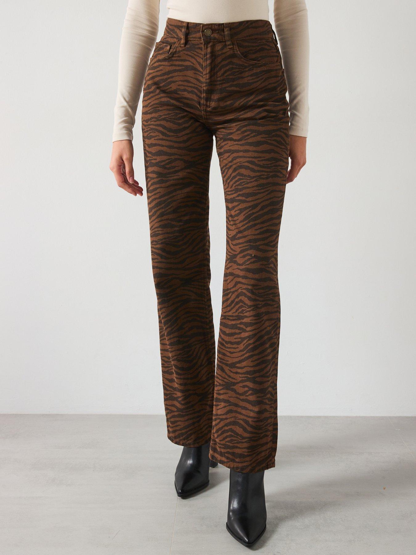 undefined Zebra Print Jeans - Dark Brown - Multi