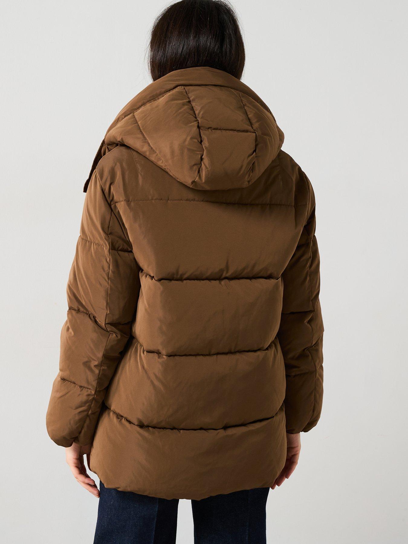  image of mango-quilted-midi-puffer-coat-with-hood-brown