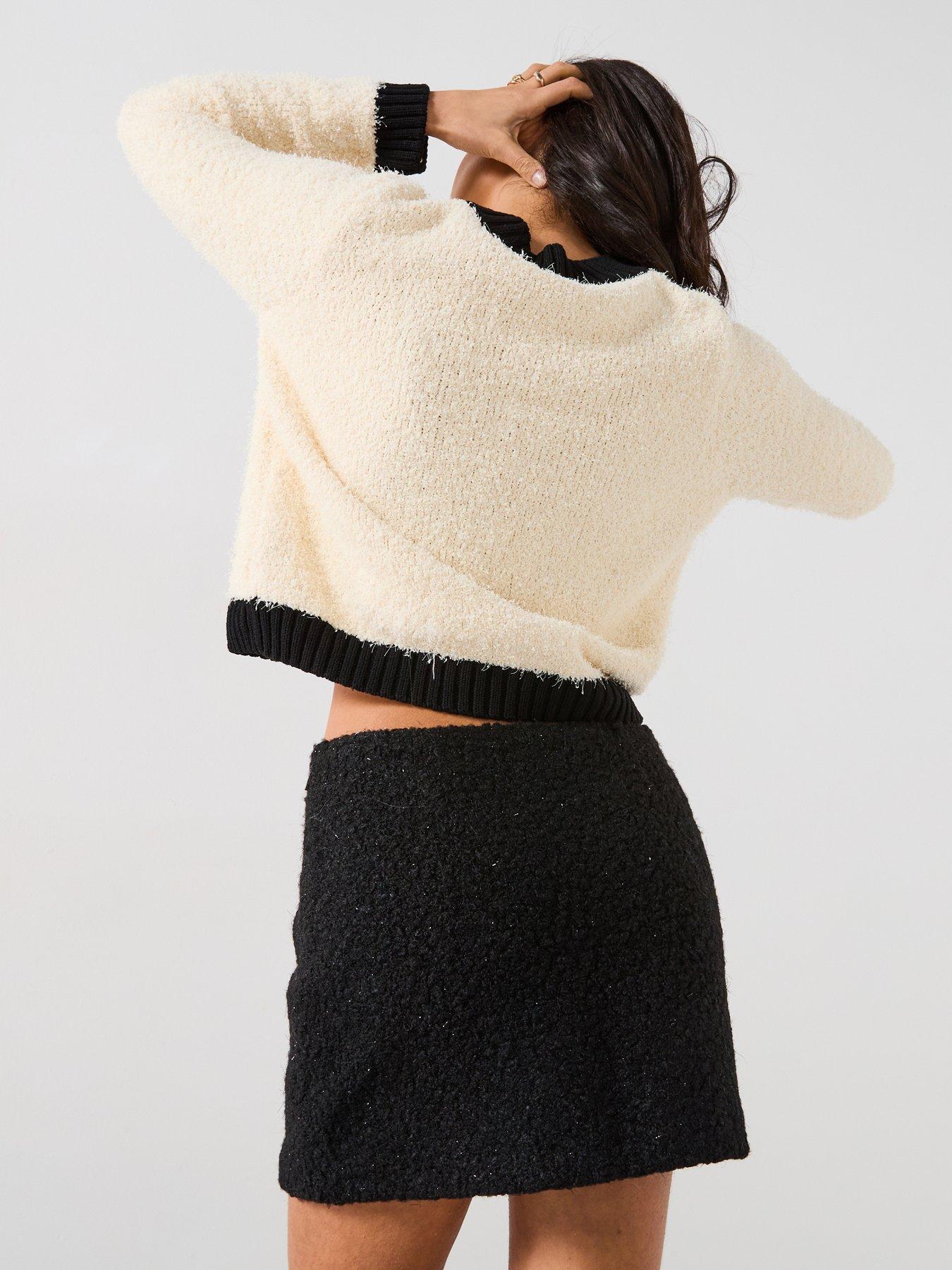  image of mango-bouclampeacute-mini-skirt--black