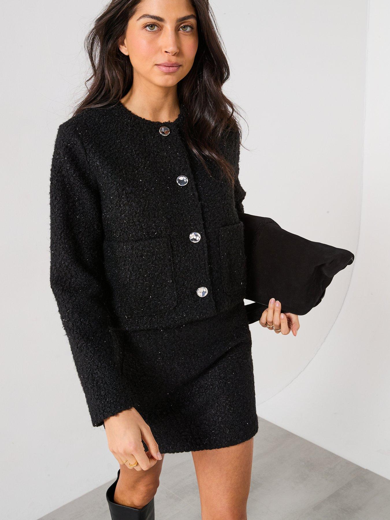  image of mango-bouclampeacute-mini-skirt--black