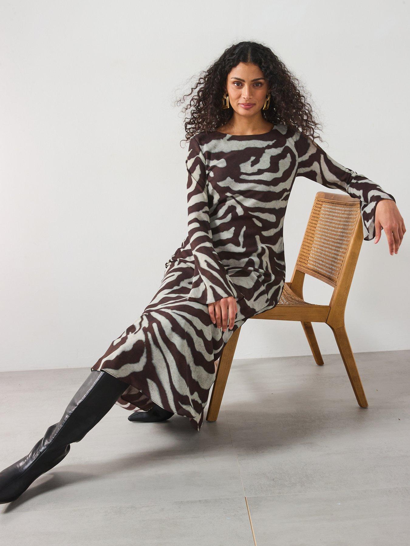Mango Zebra Print Dress- Brown | Littlewoods