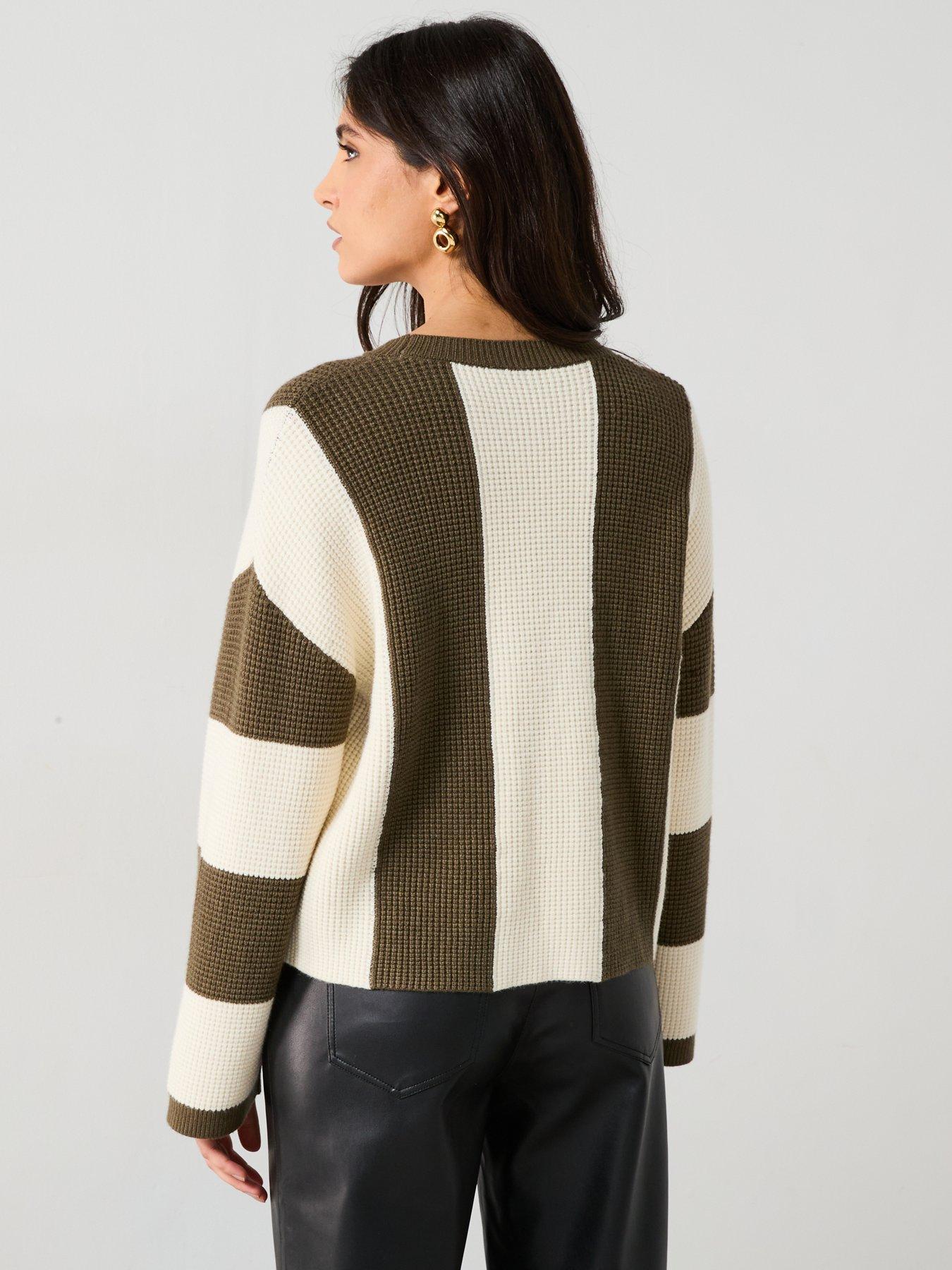  image of mango-striped-detail-jumper-khaki