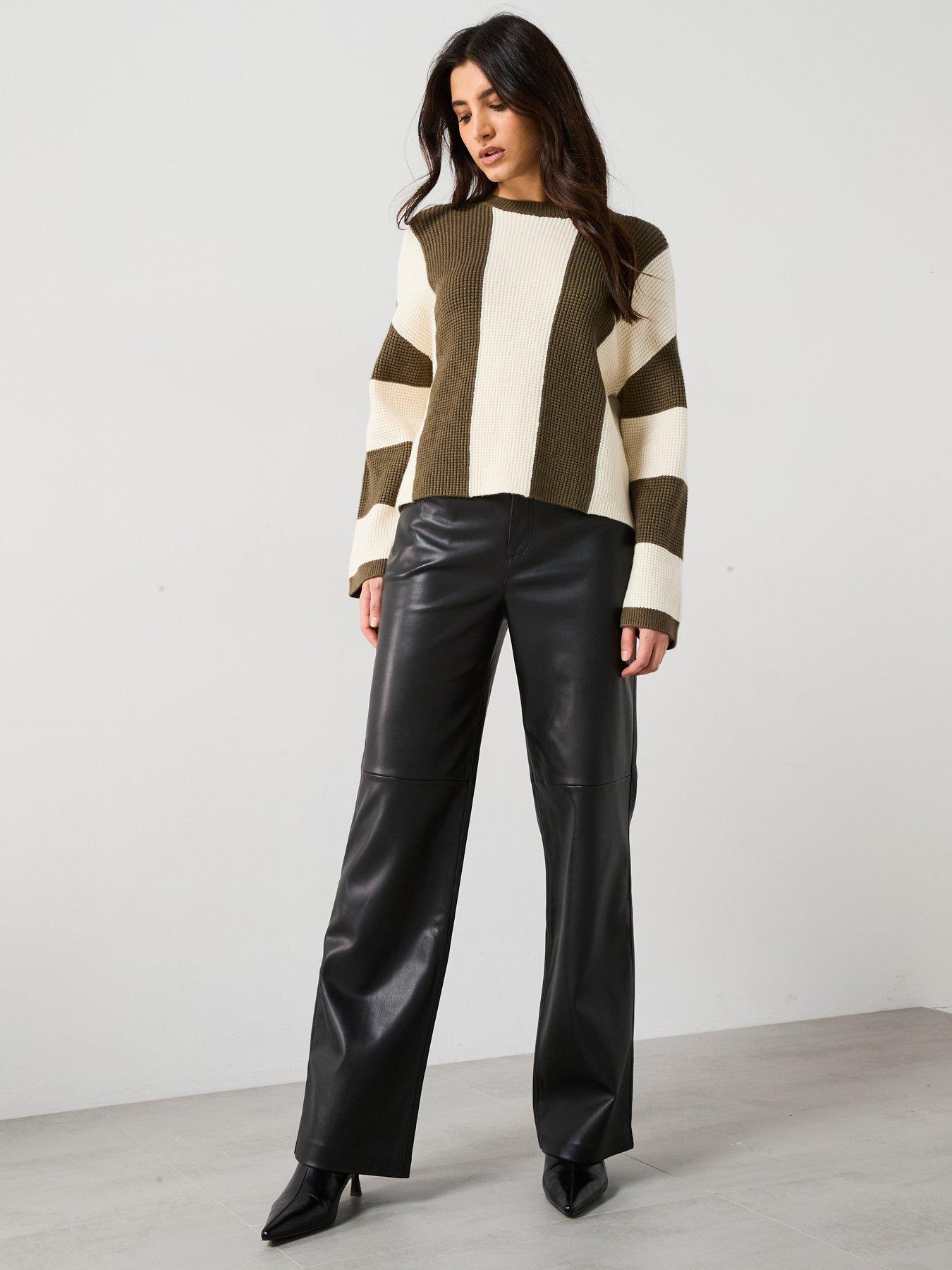  image of mango-striped-detail-jumper-khaki