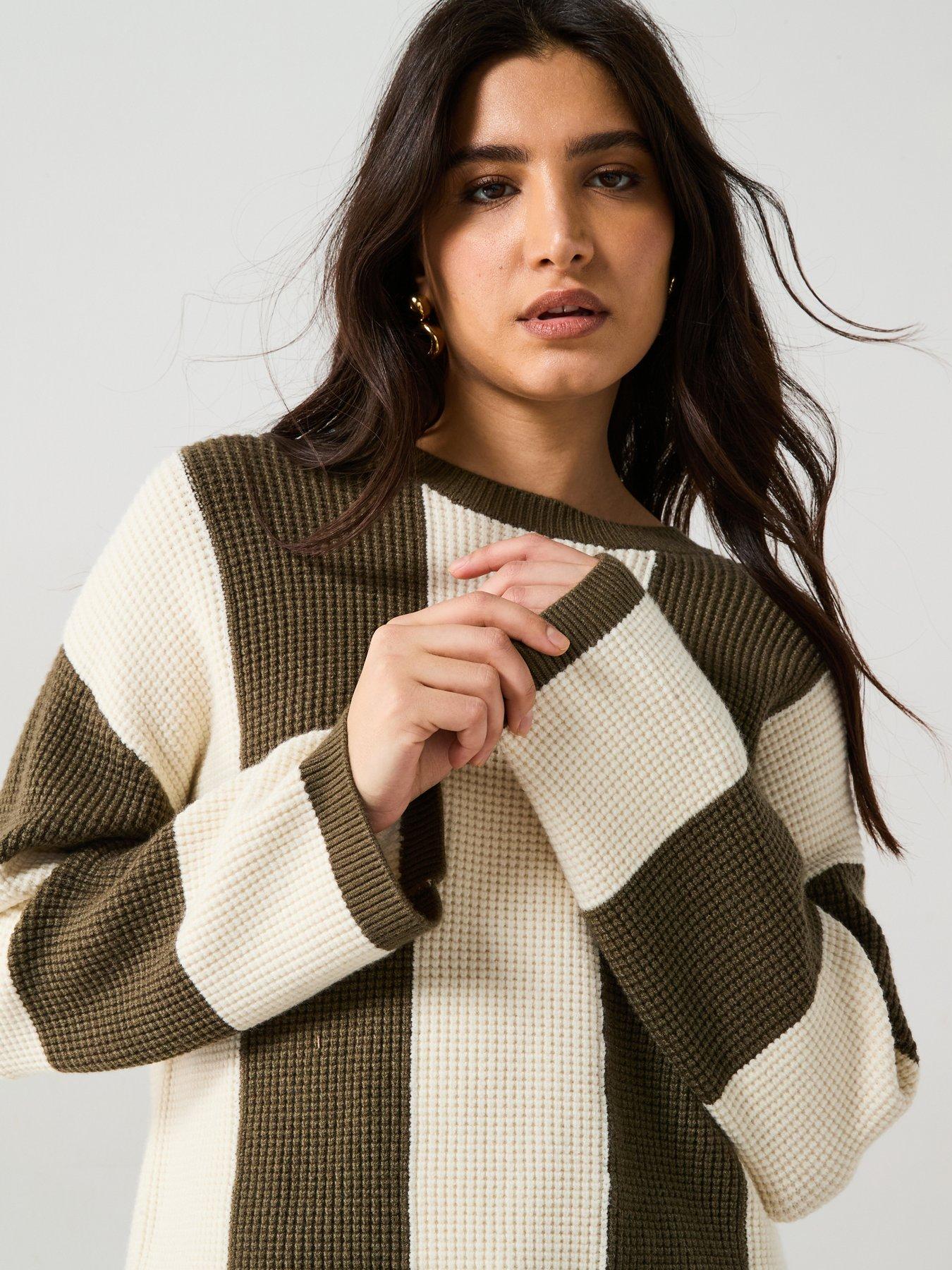  image of mango-striped-detail-jumper-khaki