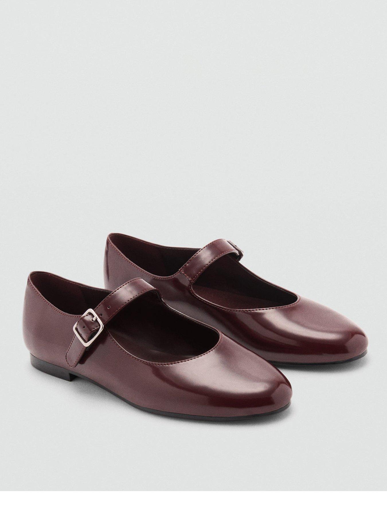  image of mango-mary-jane-ballet-flats-burgundy