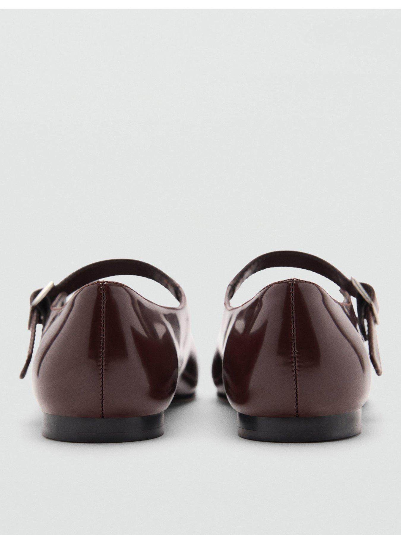  image of mango-mary-jane-ballet-flats-burgundy