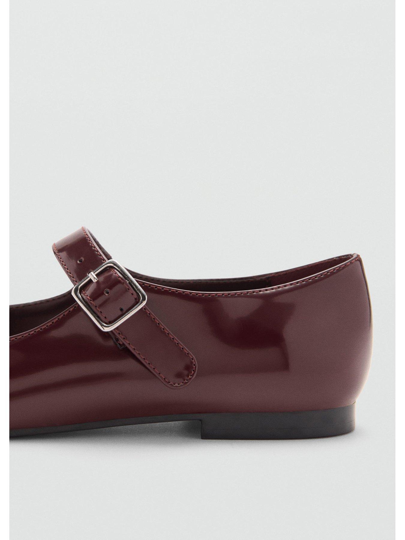Mango Mary Jane Ballet Flats - Burgundy | Littlewoods