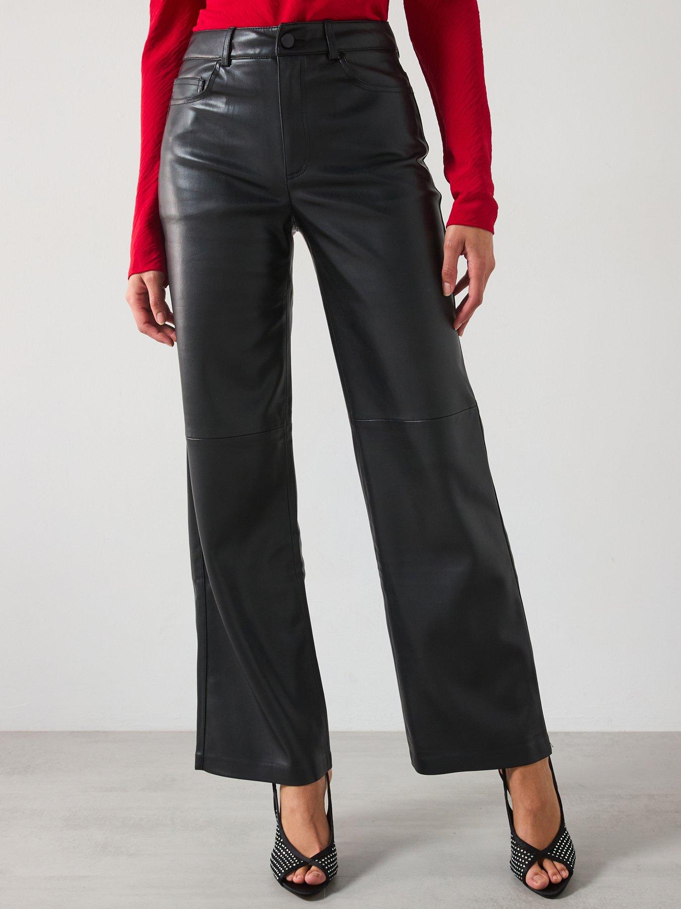 undefined Faux Leather Trousers - Black