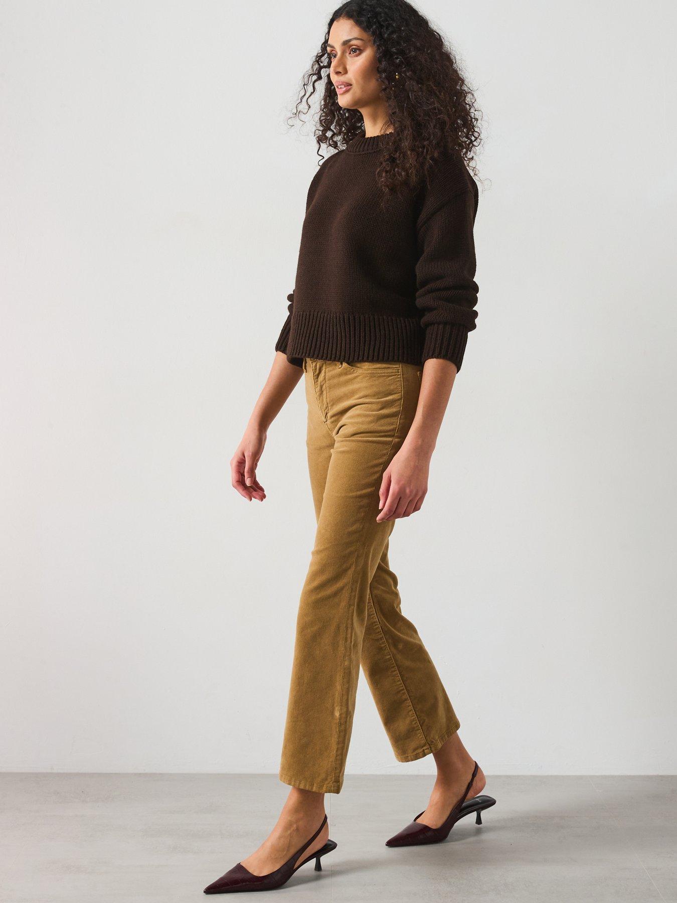  image of mango-cropped-flare-jeans-dark-beige
