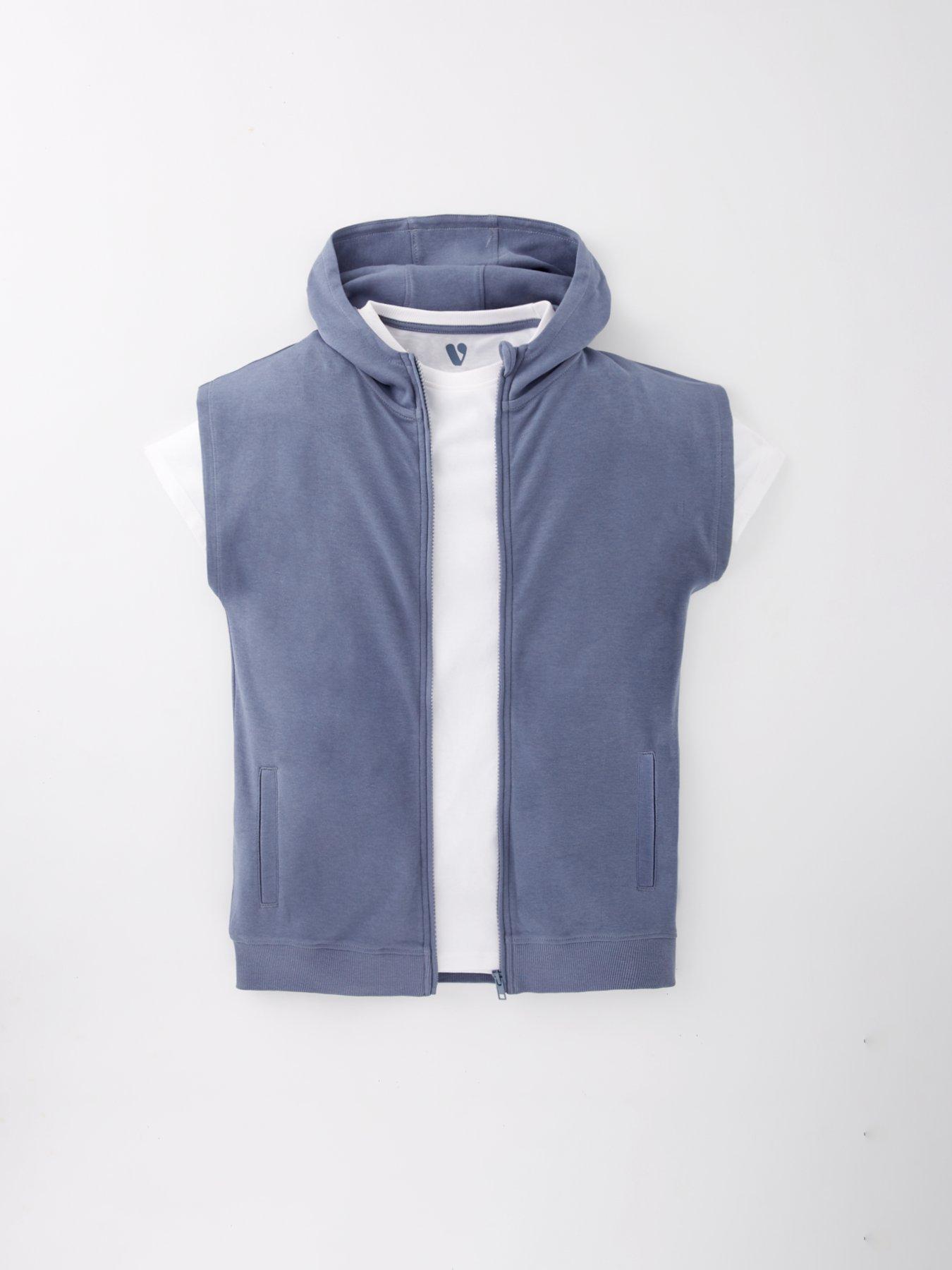  image of v-by-very-boys-sleeveless-hoodie-and-short-t-shirt-set-blue