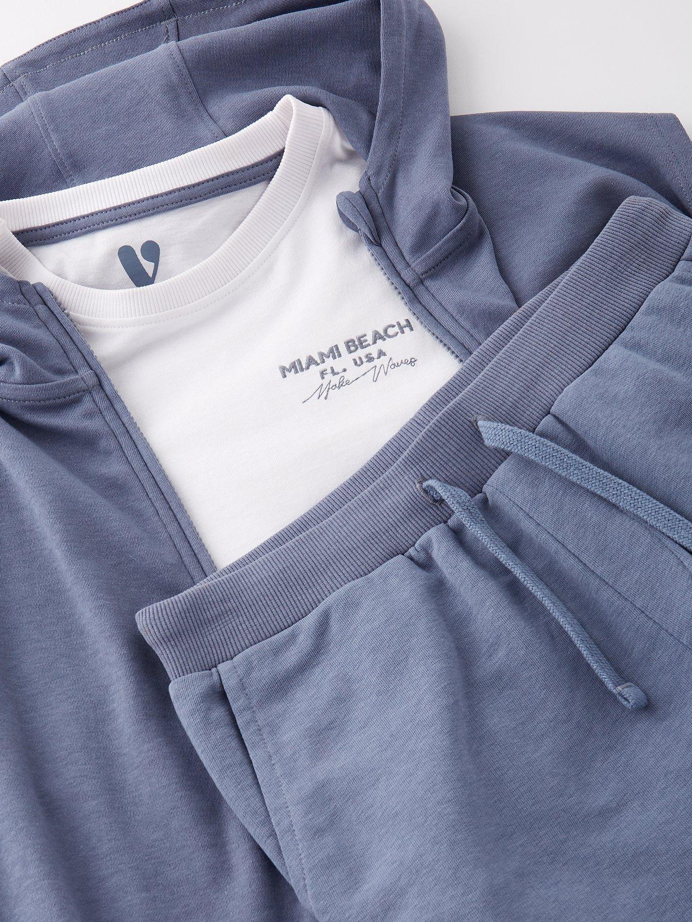  image of v-by-very-boys-sleeveless-hoodie-and-short-t-shirt-set-blue