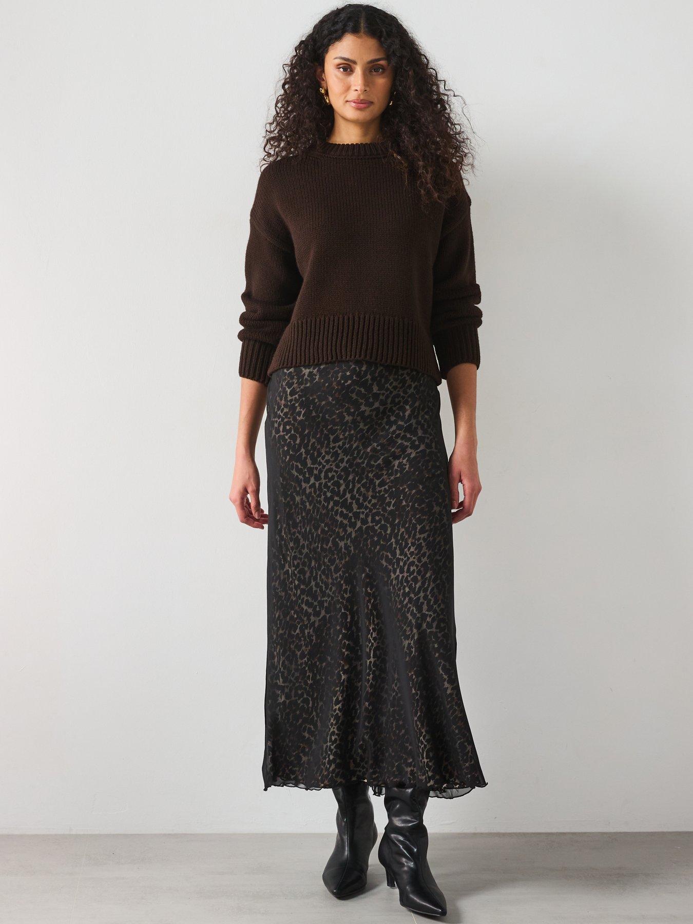  image of mango-chunky-knit-sweater-with-ribbed-trims-brown
