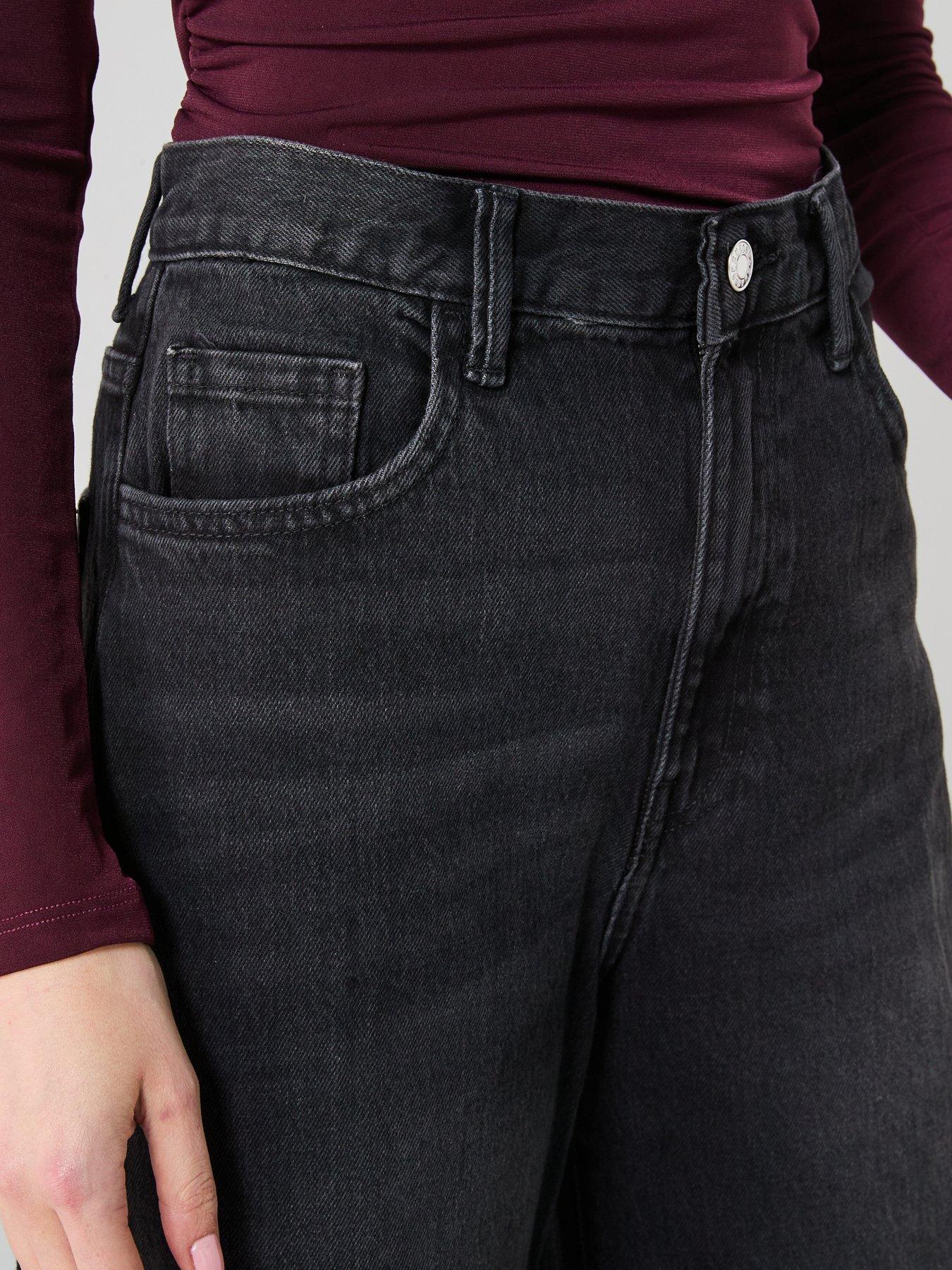  image of mango-high-rise-wideleg-jeans-black
