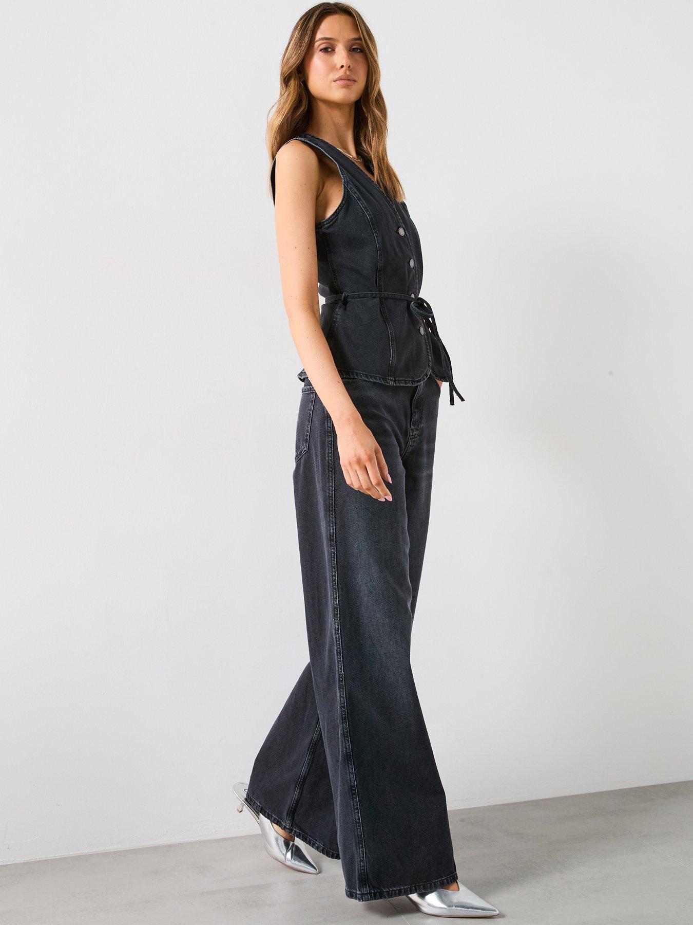  image of mango-grey-wide-leg-jeans-black