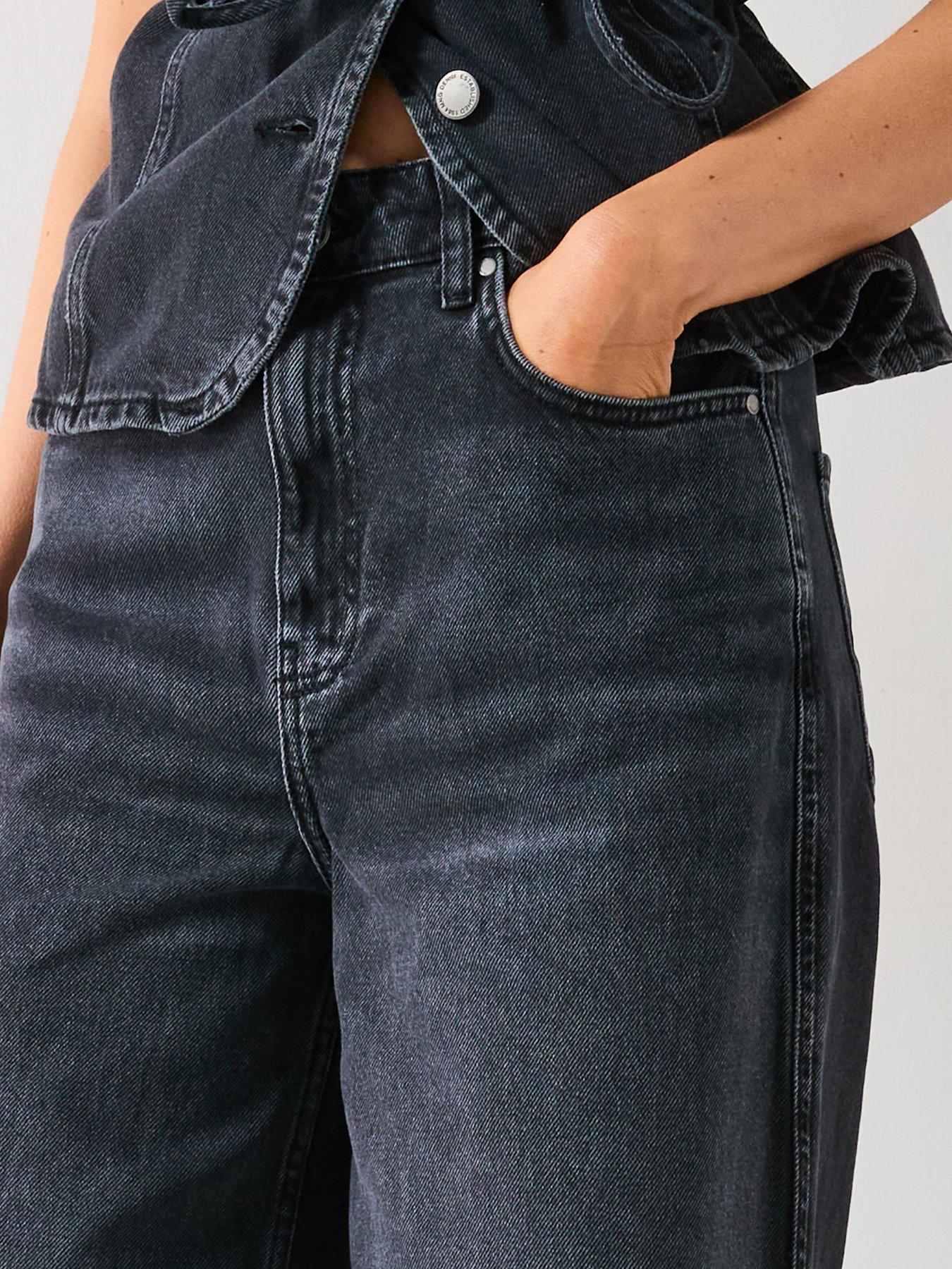  image of mango-grey-wide-leg-jeans-black