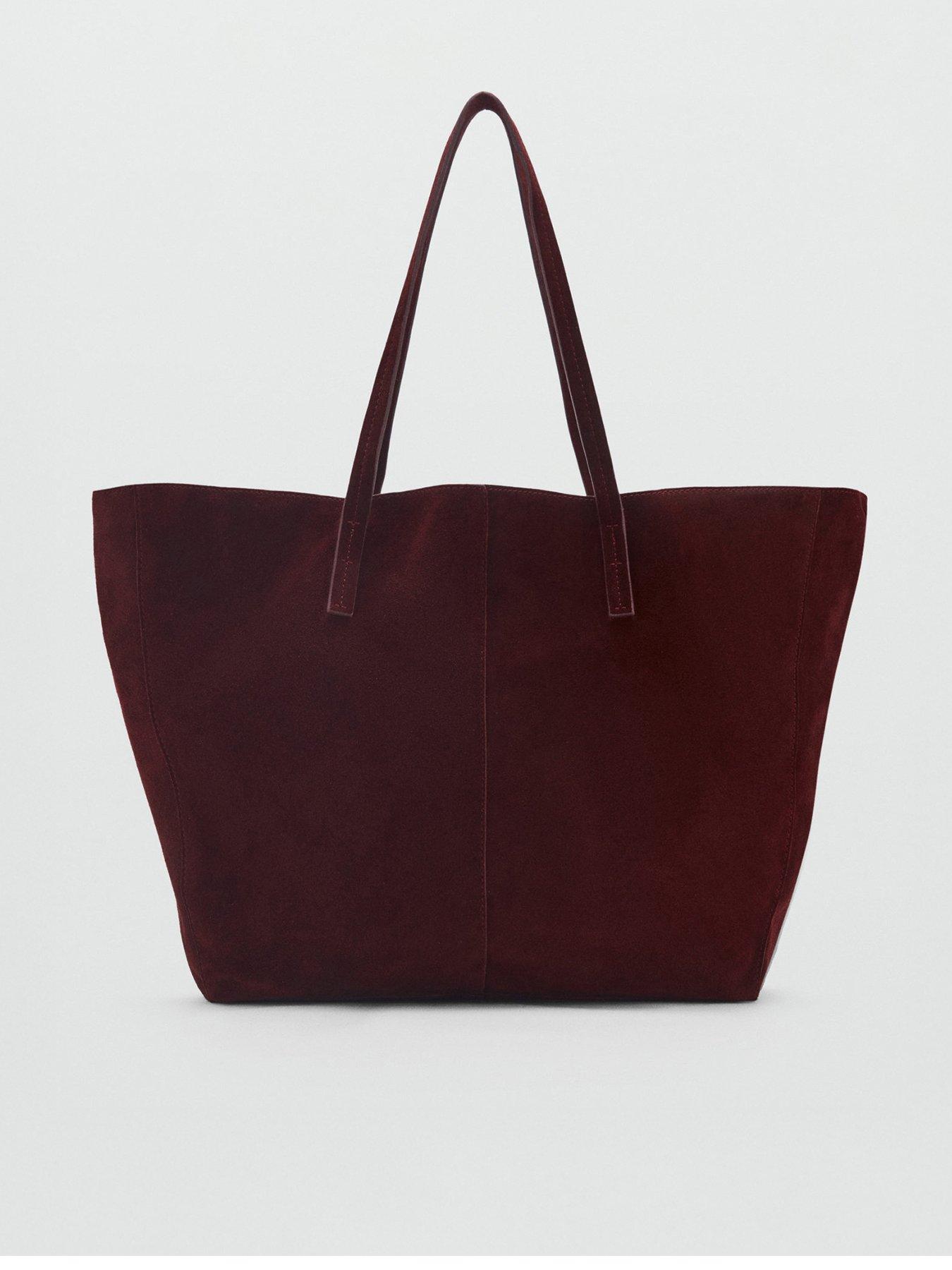 mango-suede-tote-burgundy