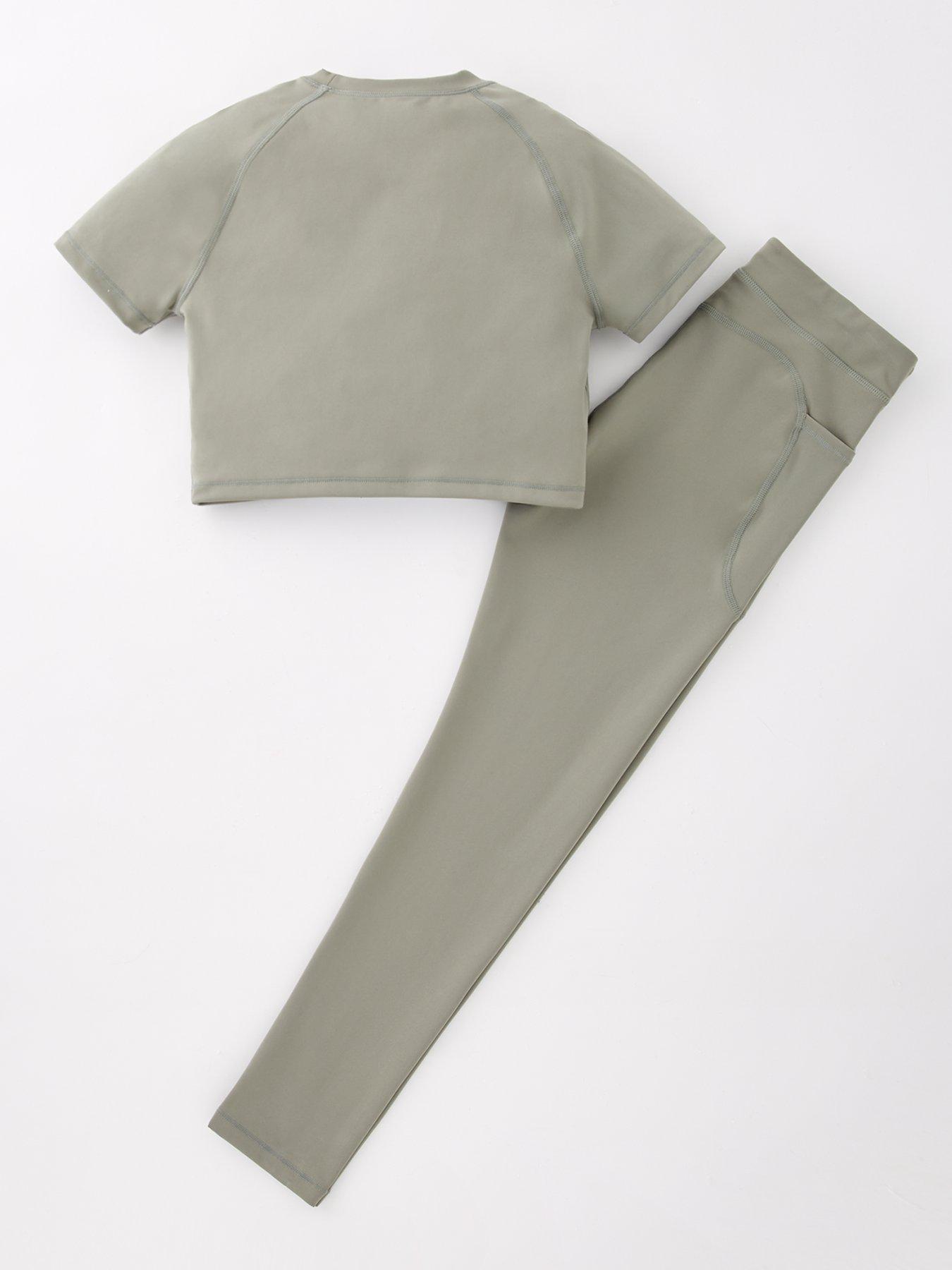 back image of v-by-very-girls-short-sleeve-and-legging-activewear-set-green