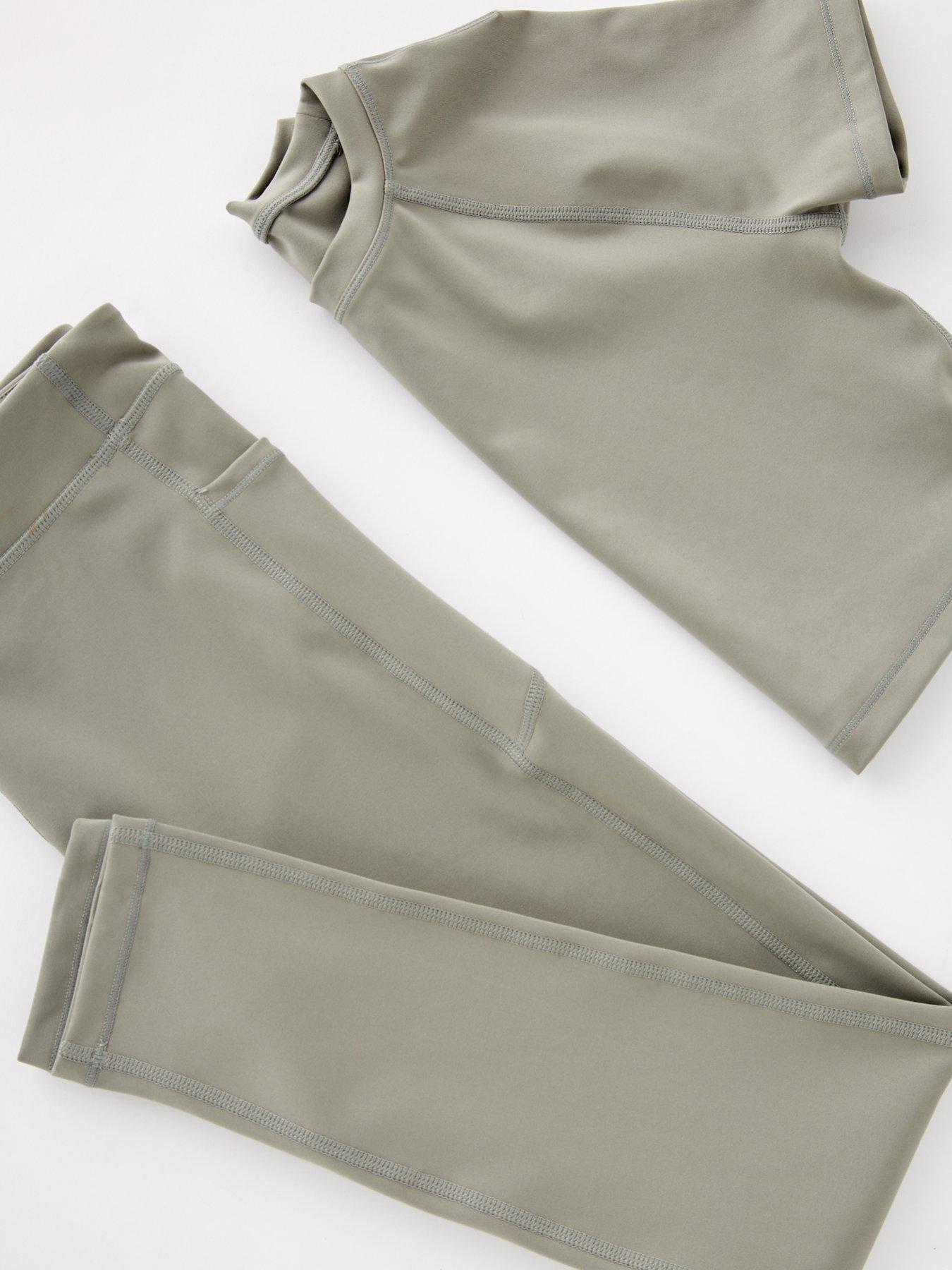  image of v-by-very-girls-short-sleeve-and-legging-activewear-set-green