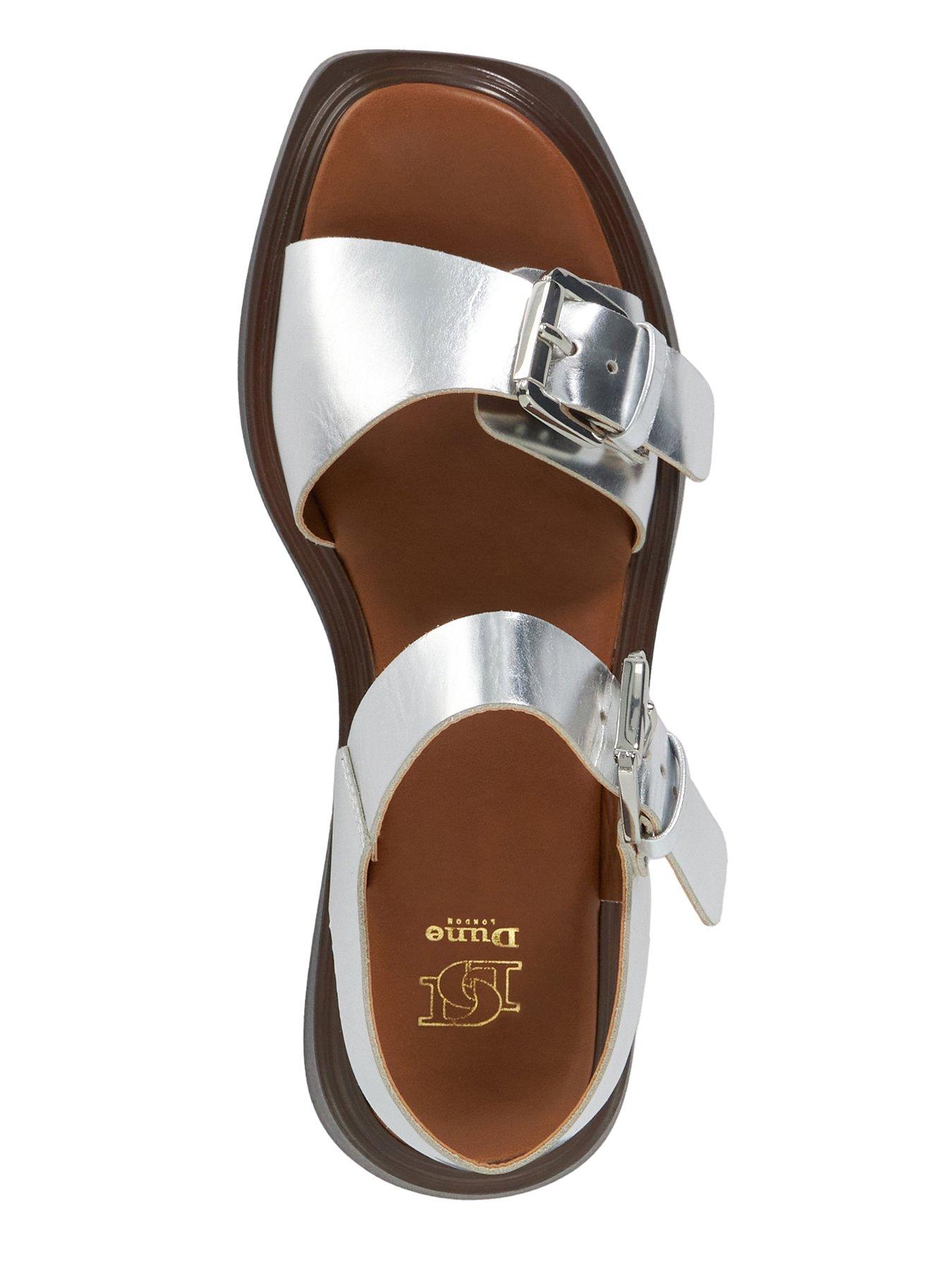  image of dune-london-loells-leather-flatform-sandals-silver