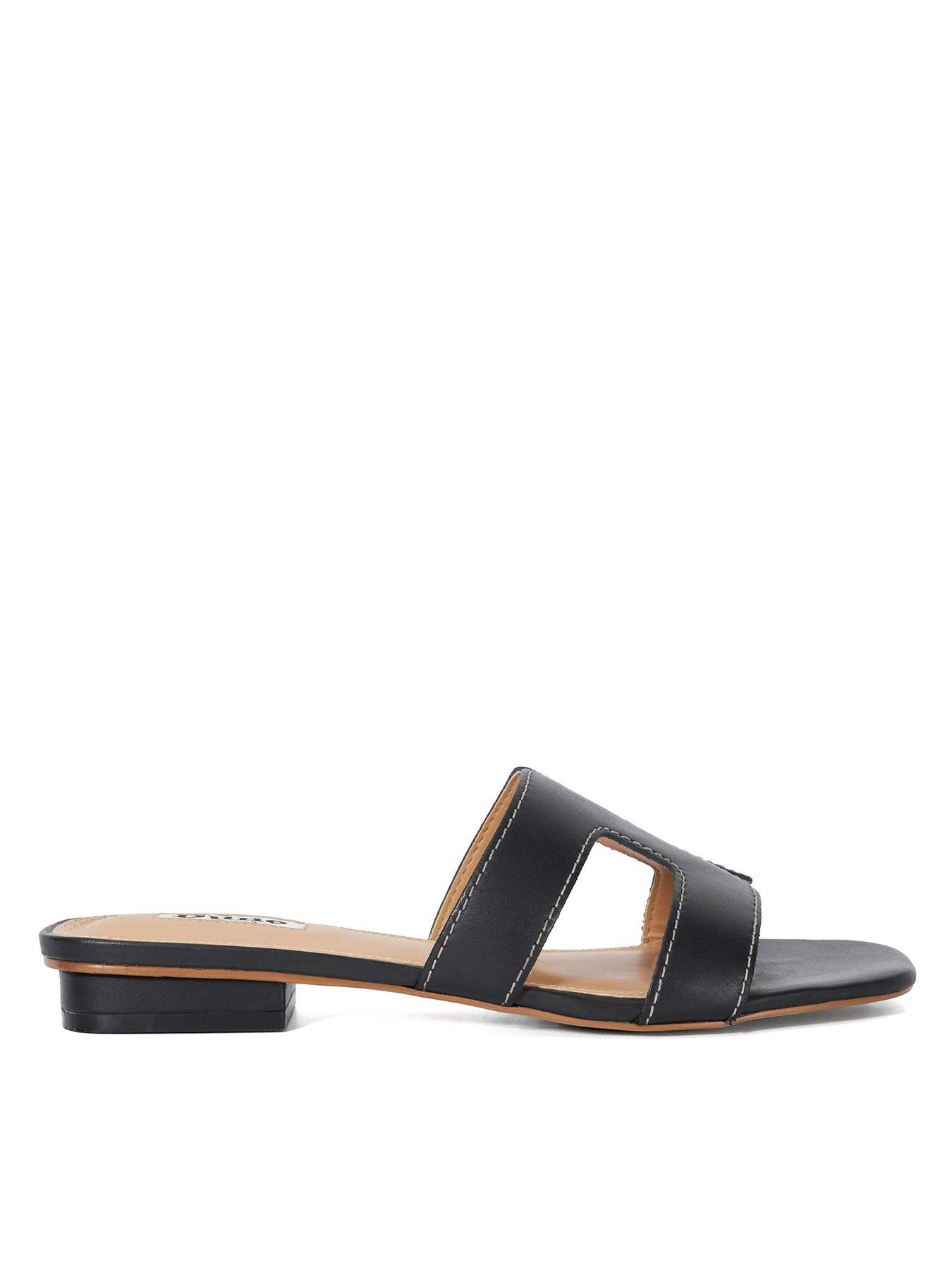  image of dune-london-loupe-leather-slider-sandals-black
