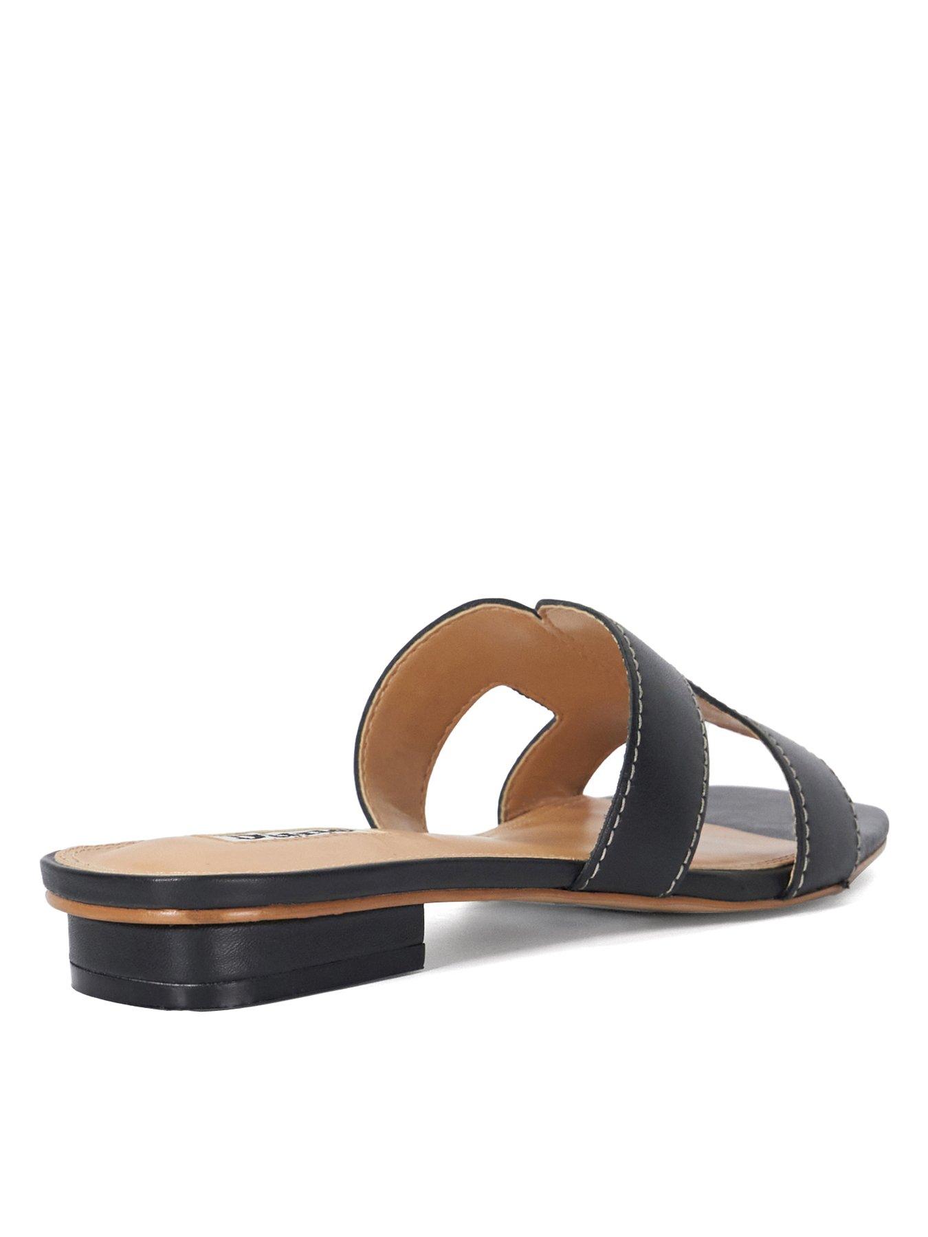  image of dune-london-loupe-leather-slider-sandals-black