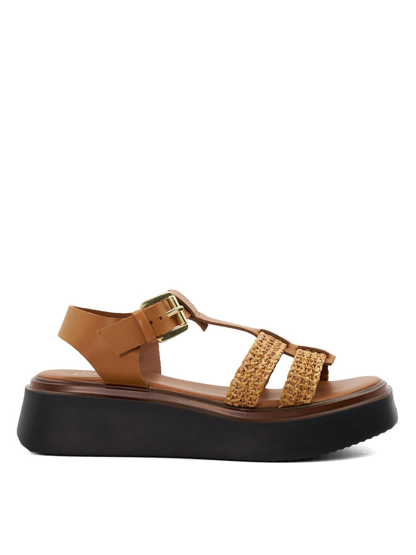Linnie Tan Sandals Wide Fit Ladies Sandals Dune Tan Wedge Sandals
