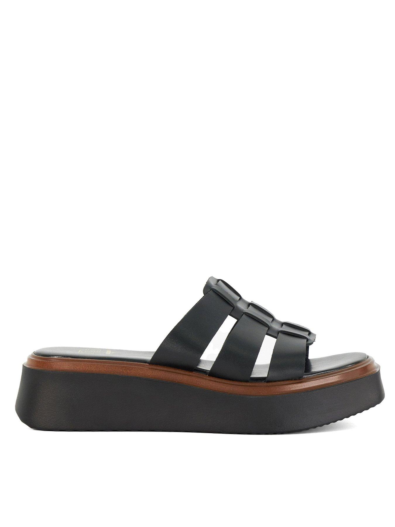 Dune London Lanto Triple Strap Leather Sandals Black Littlewoods - Main Image