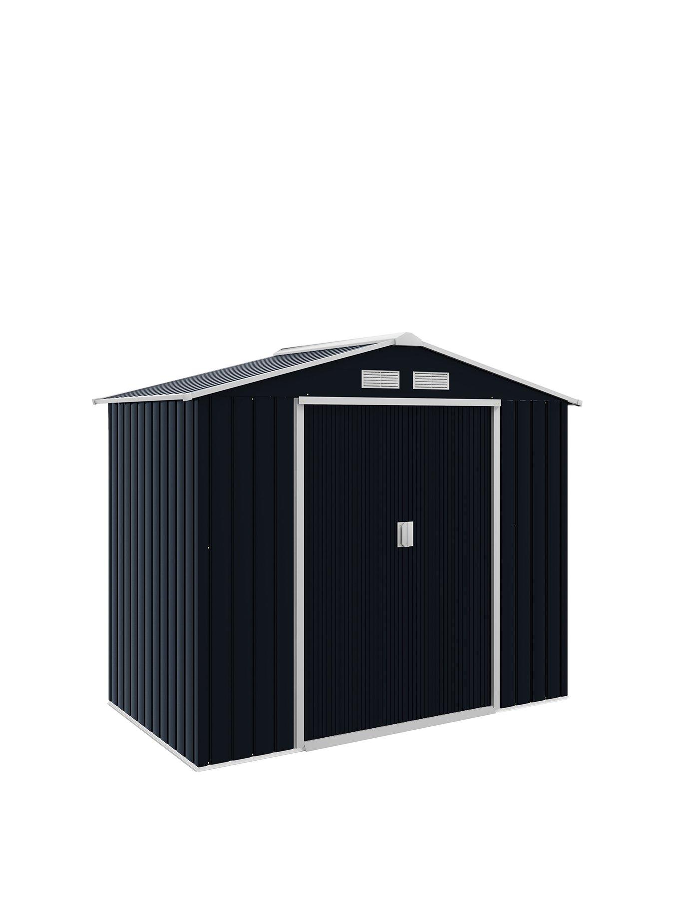 outsunny-7-x-4ft-garden-shed-storage-with-locking-door-and-foundation-kit-dark-grey