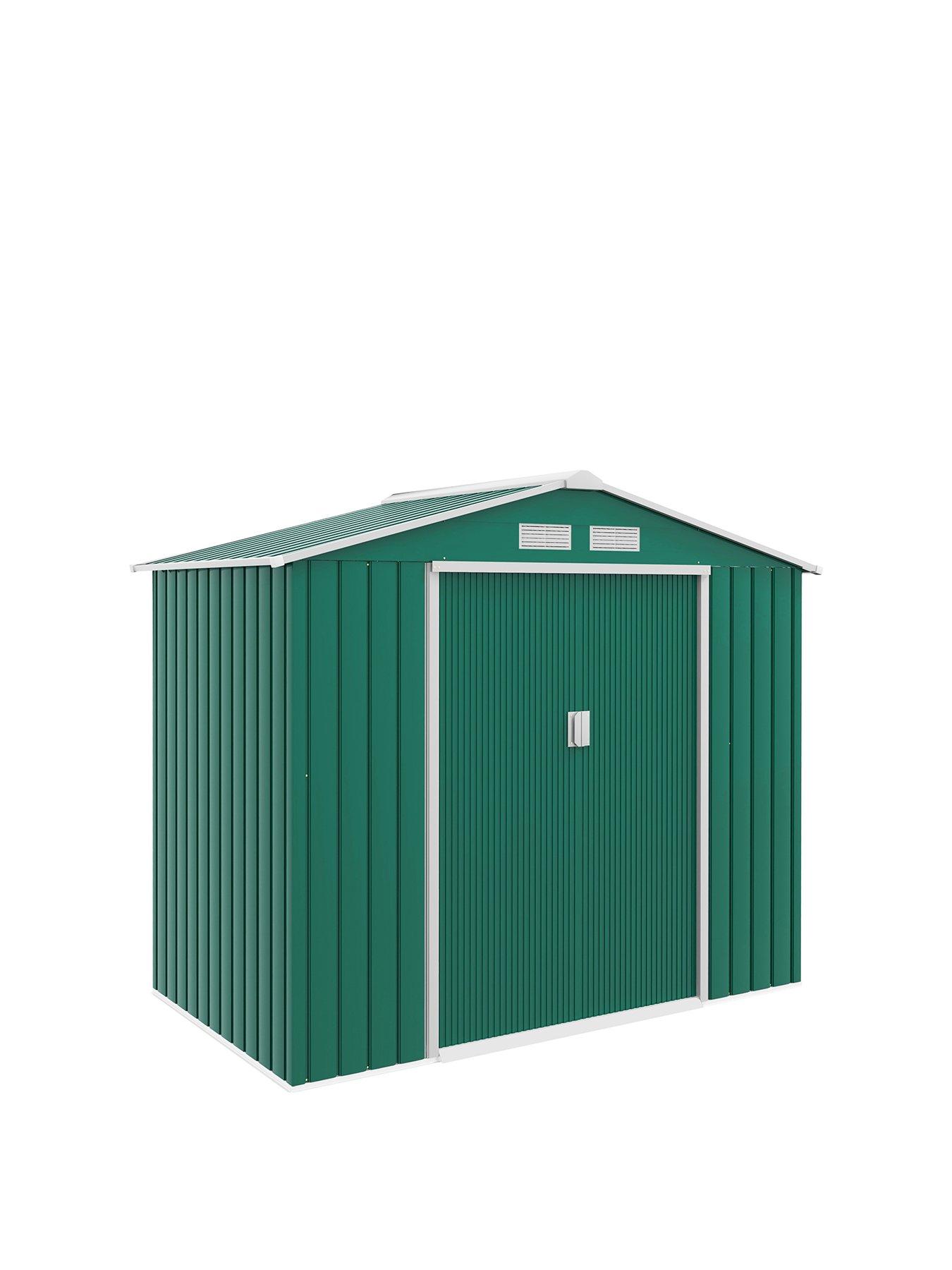 OutSunny 7 x 4ft Garden Shed Storage with Locking Door and Foundation Kit, Green