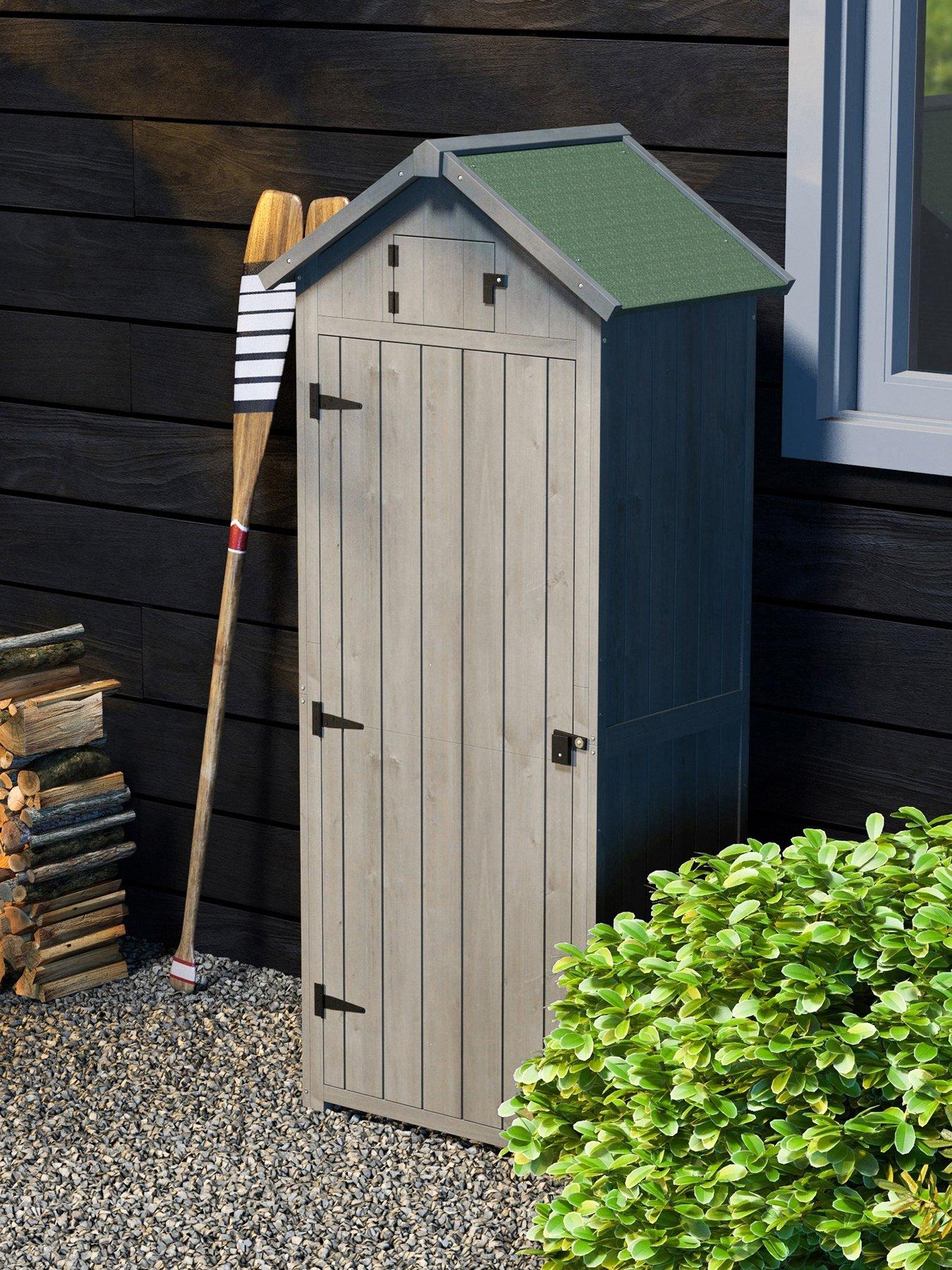 undefined Garden Storage Shed 3 Shelves Tool House w/ Asphalt Roof 77 x 54 x 179 cm Grey