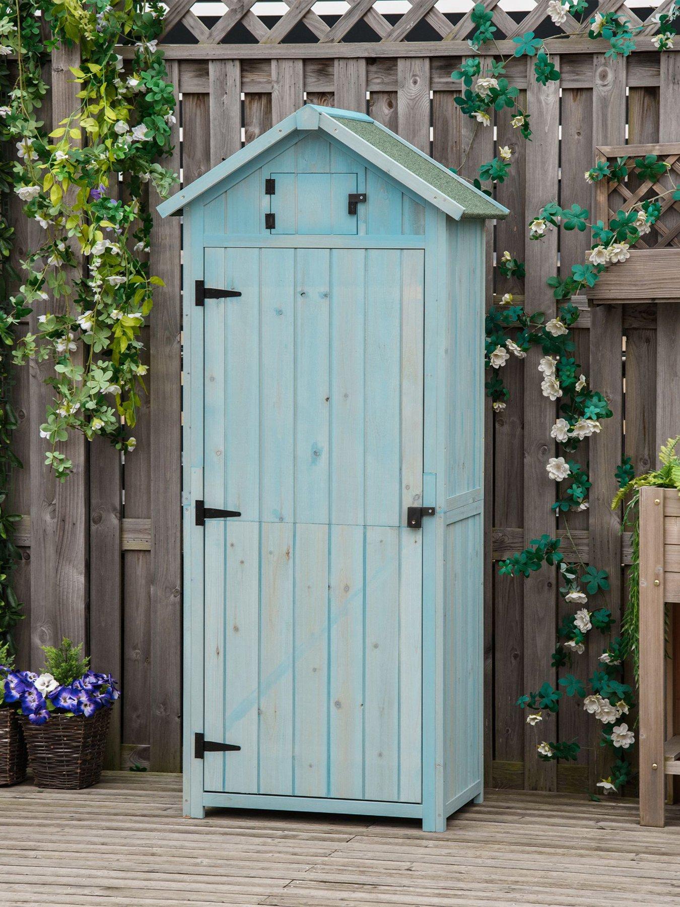 undefined Garden Storage Shed 3 Shelves Tool House w/ Asphalt Roof 77 x 54 x 179 cm Blue